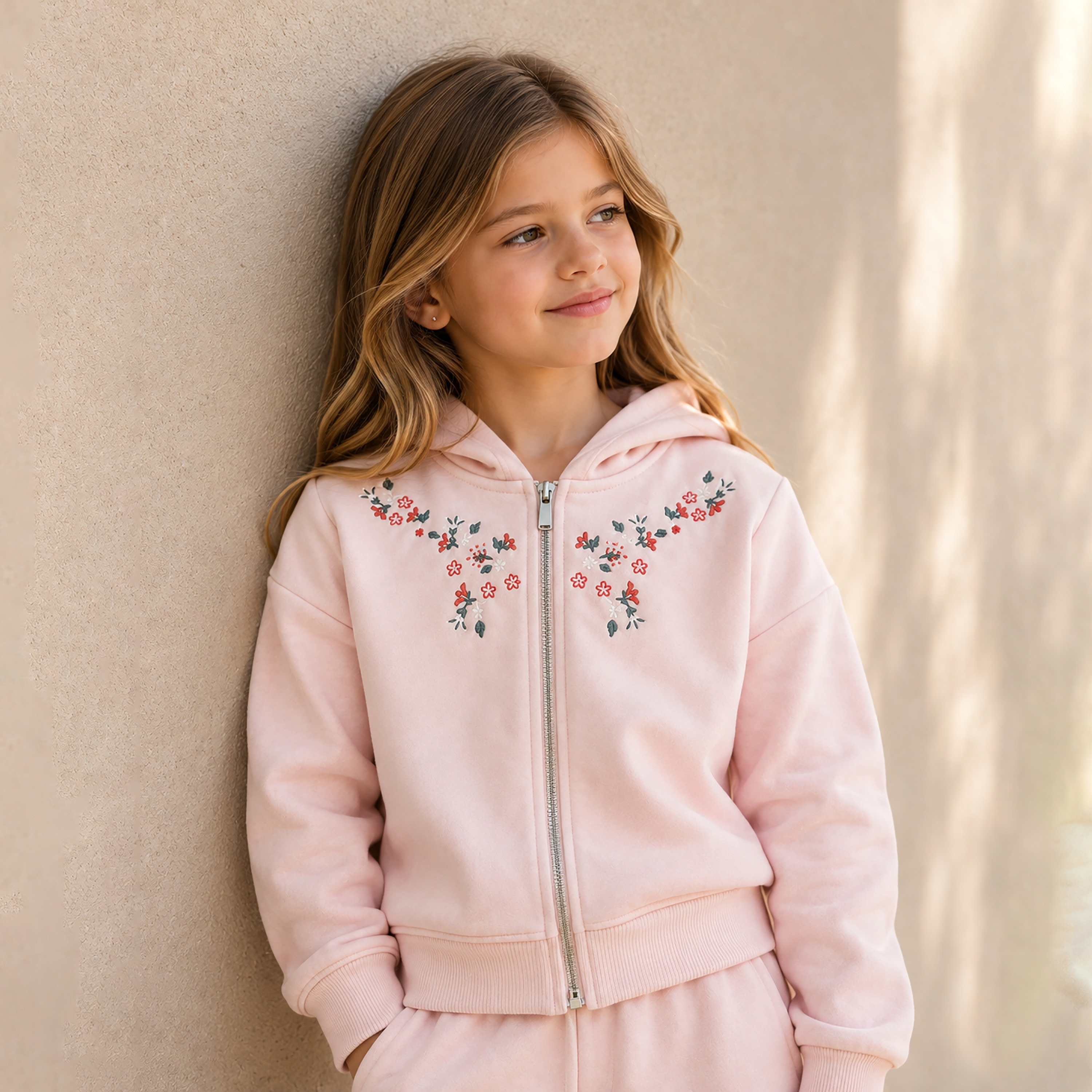 طقم هودي بأكمام طويلة وبنطال مع تطريز من فيكتور أند جين-girls-clothing-setsandcoords-image-4