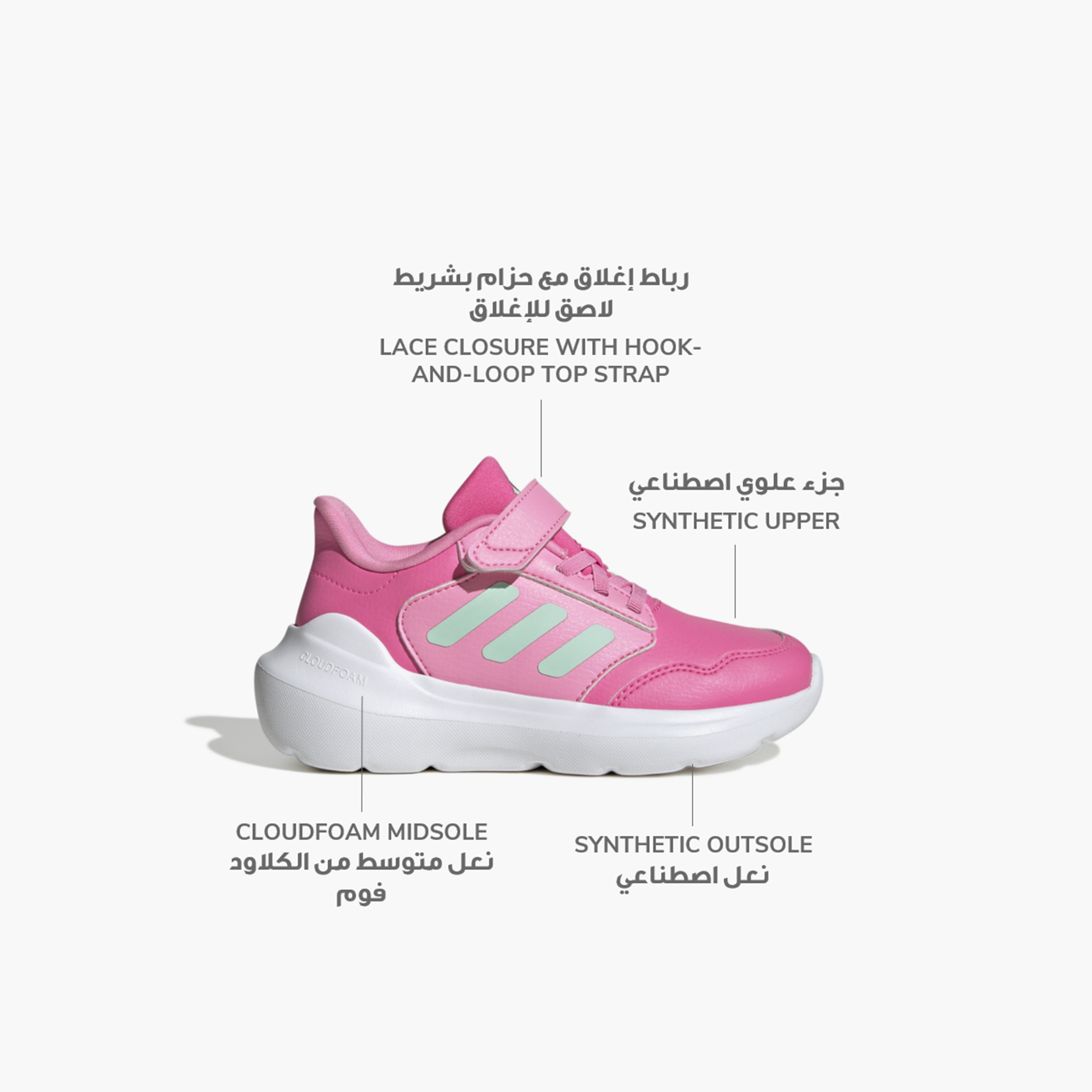 adidas Girls Tensaur Run 3.0 EL C Hook & Loop Running Shoes-girls-shoes-sneakers-image-2