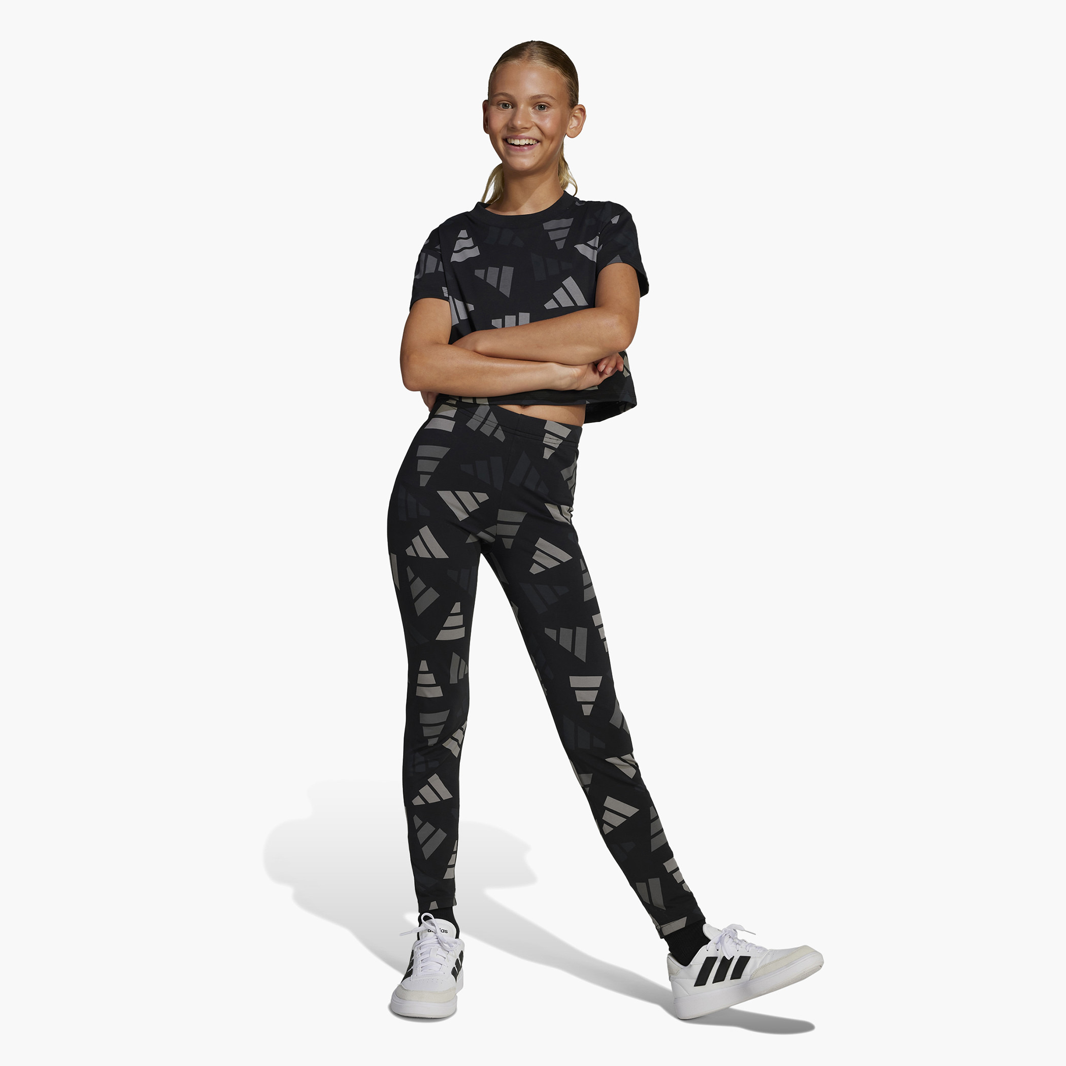 adidas Logo Print T-shirt with Short Sleeves-girls-clothing-tshirts-image-9