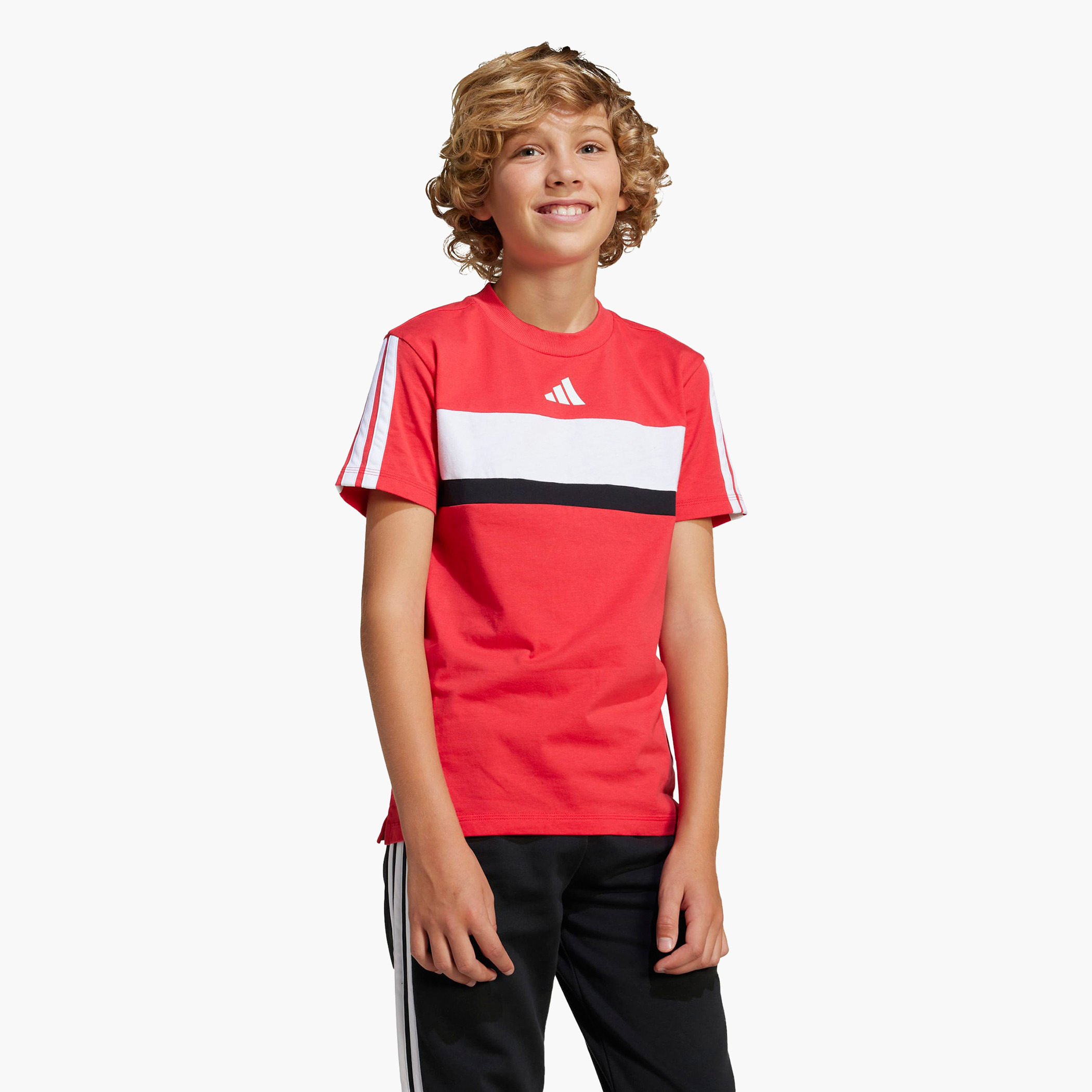 adidas Logo Print T-shirt with Short Sleeves-boys-clothing-sportswear-tops-image-1