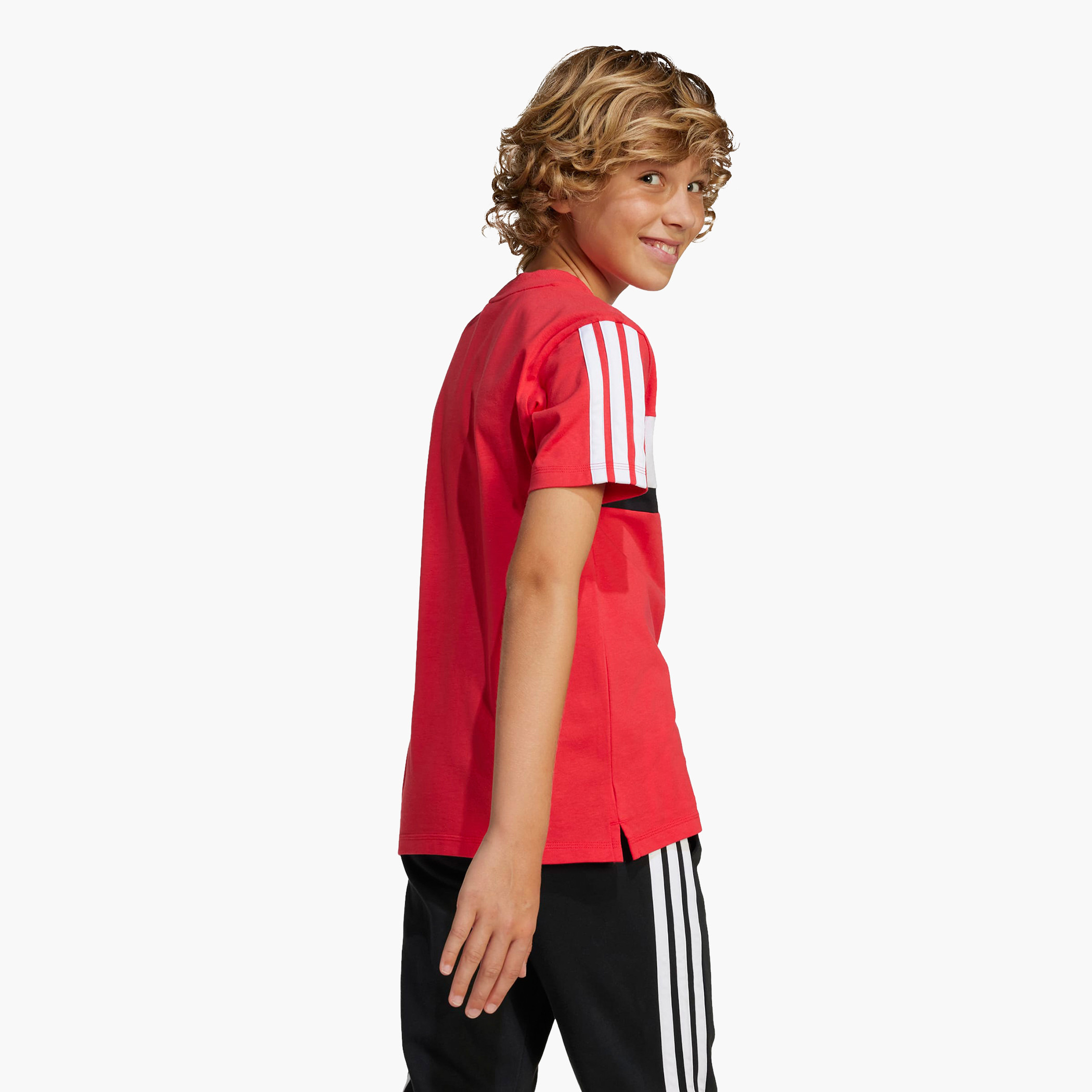 adidas Logo Print T-shirt with Short Sleeves-boys-clothing-sportswear-tops-image-4