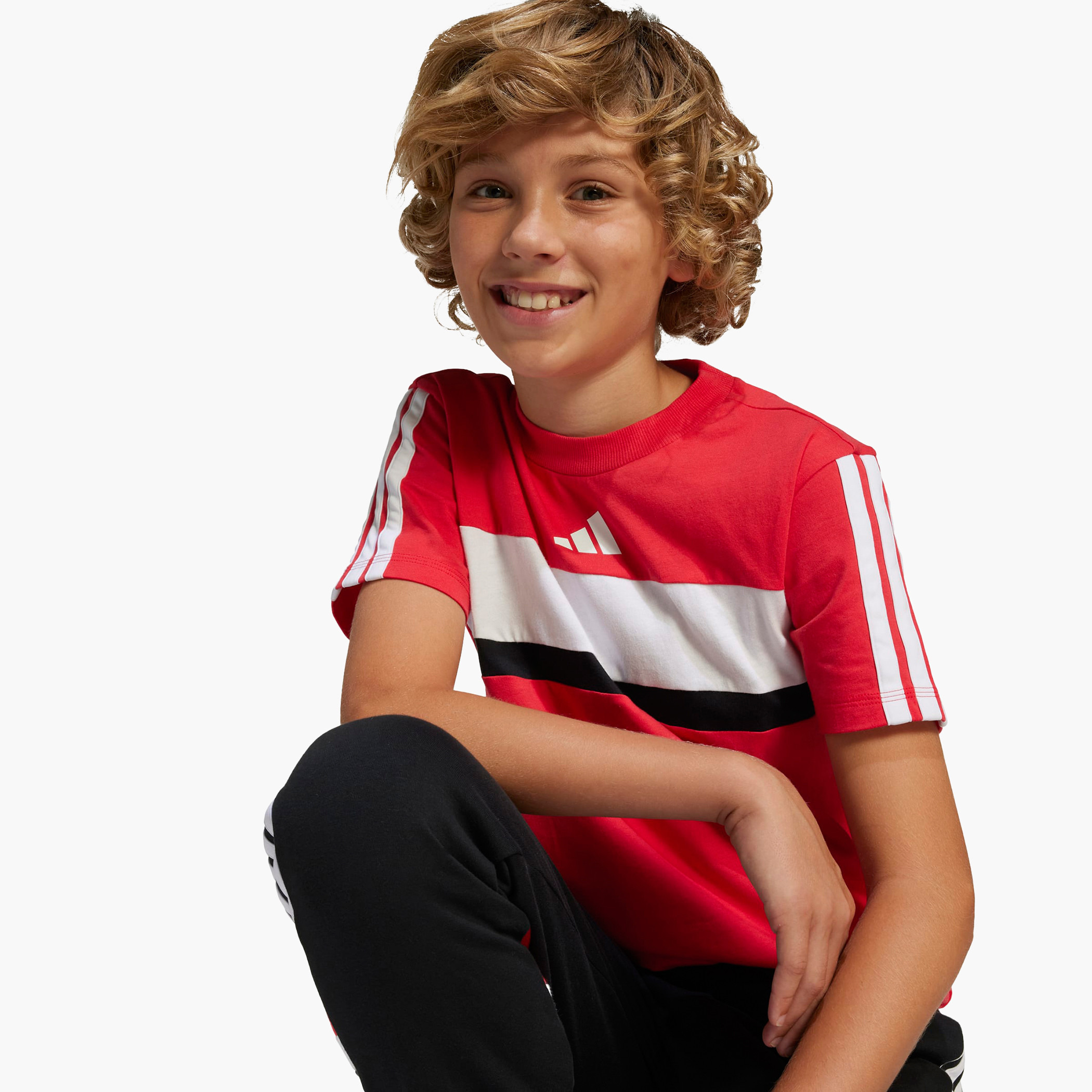 adidas Logo Print T-shirt with Short Sleeves-boys-clothing-sportswear-tops-image-6