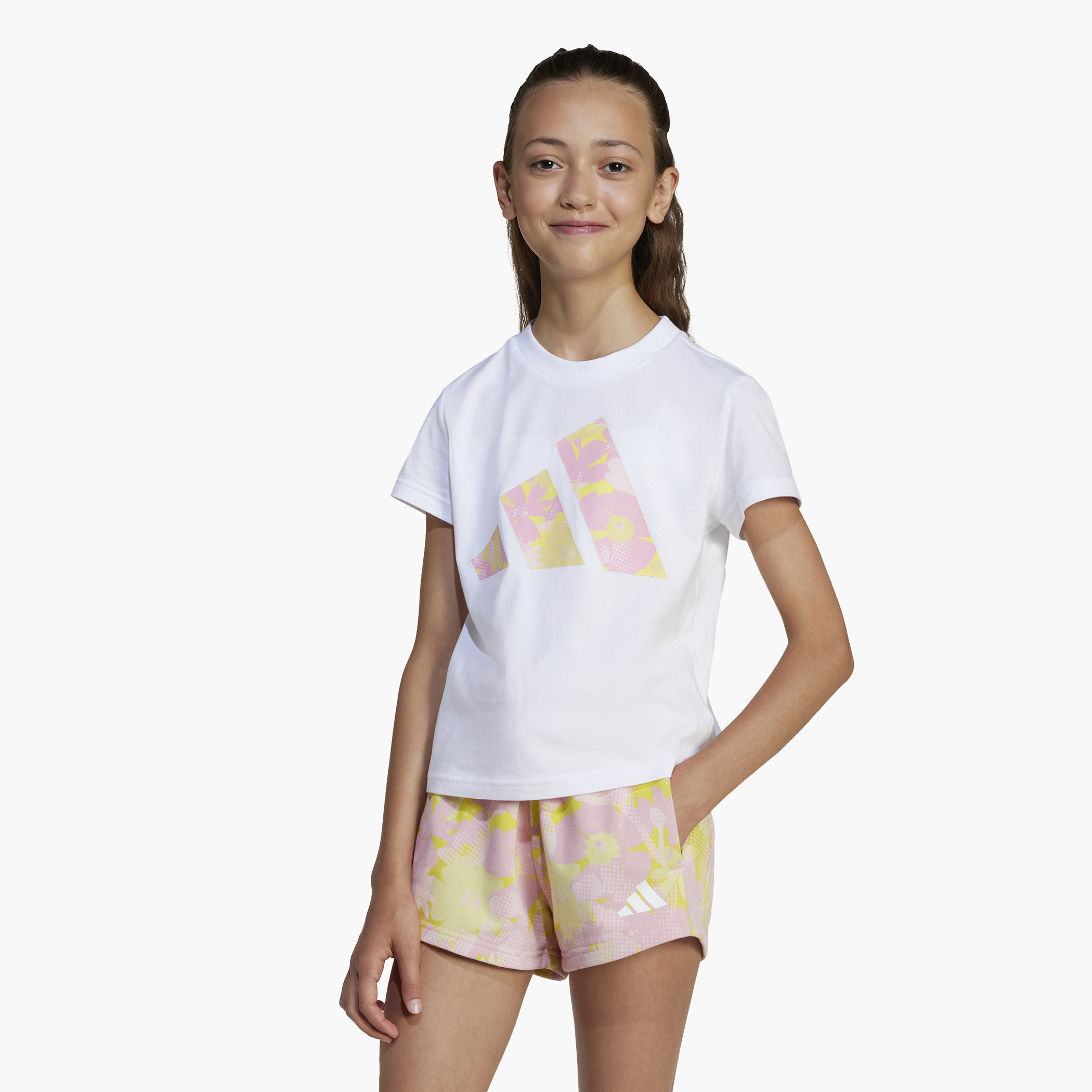 adidas Logo Print T-shirt with Short Sleeves-girls-clothing-tshirts-image-1