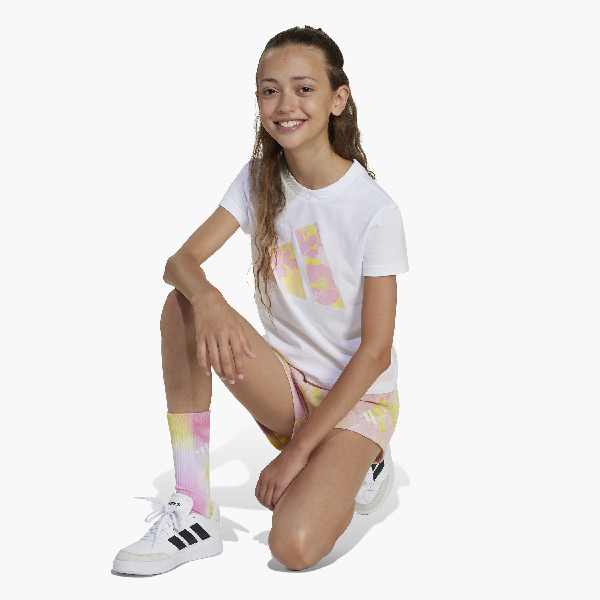 adidas Logo Print T-shirt with Short Sleeves-girls-clothing-tshirts-image-5