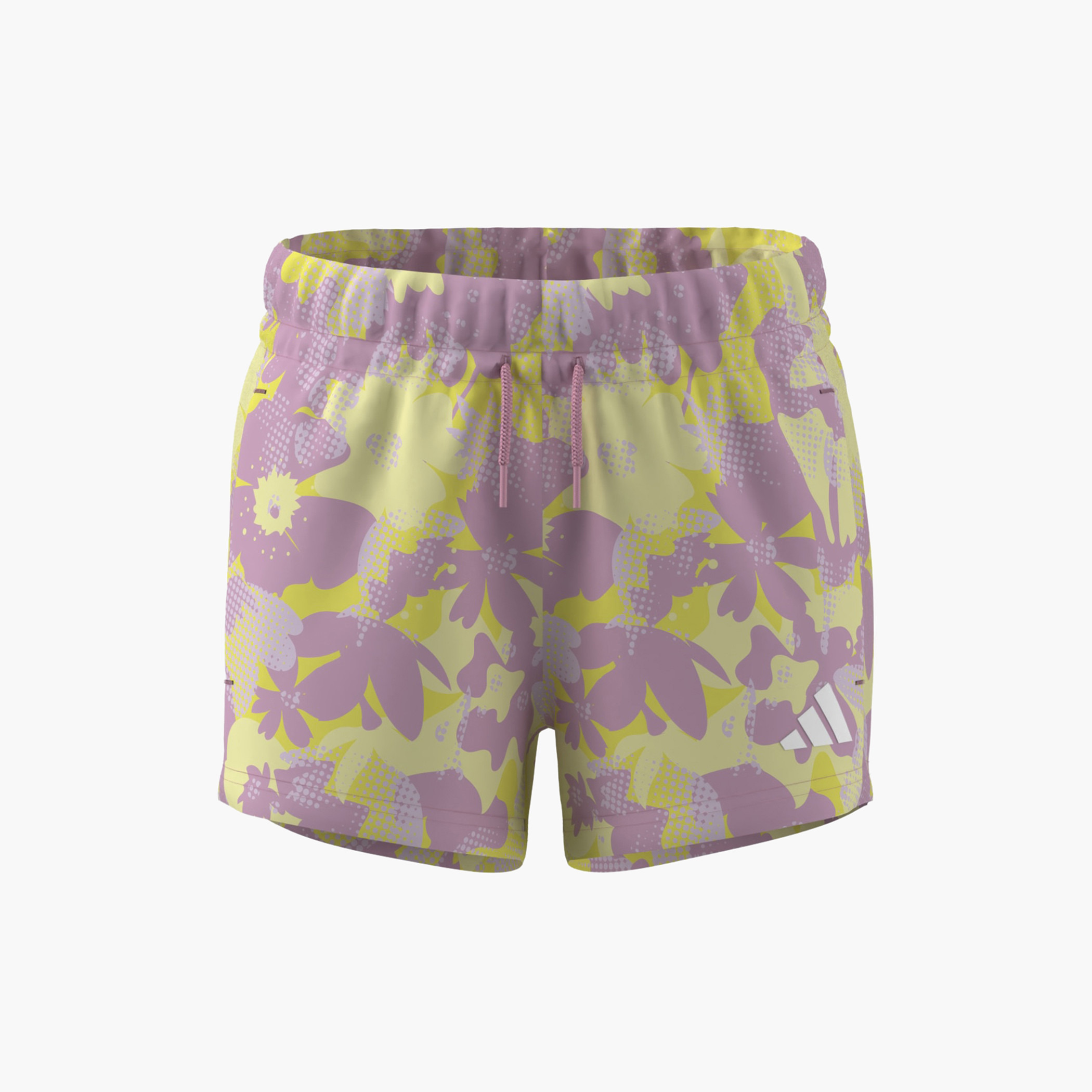 adidas Floral Print Shorts with Drawstring Closure-girls-clothing-bottoms-shorts-image-1