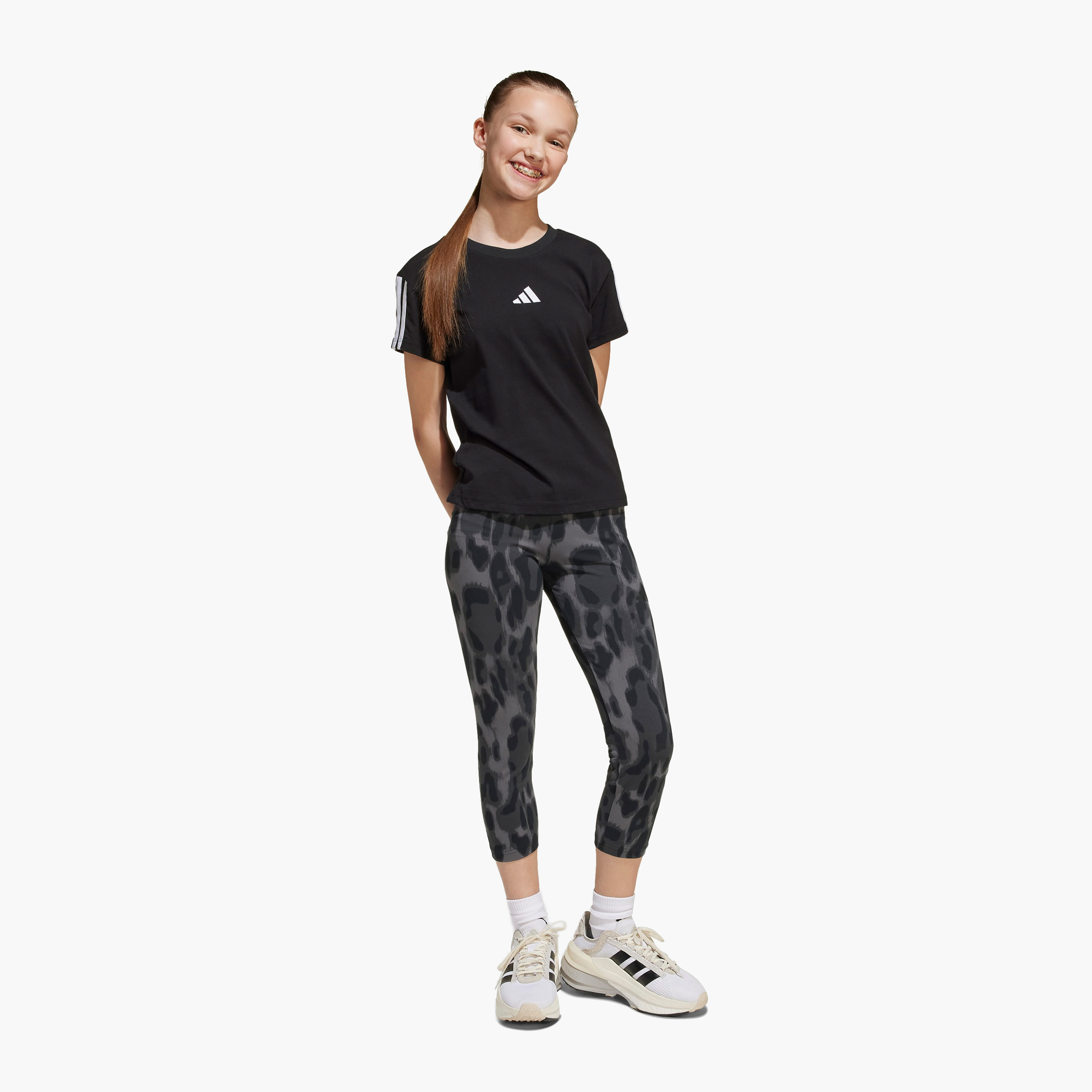 adidas Crew Neck Short Sleeves T-shirt with Logo Detail-sports-girls-clothing-tops-image-4