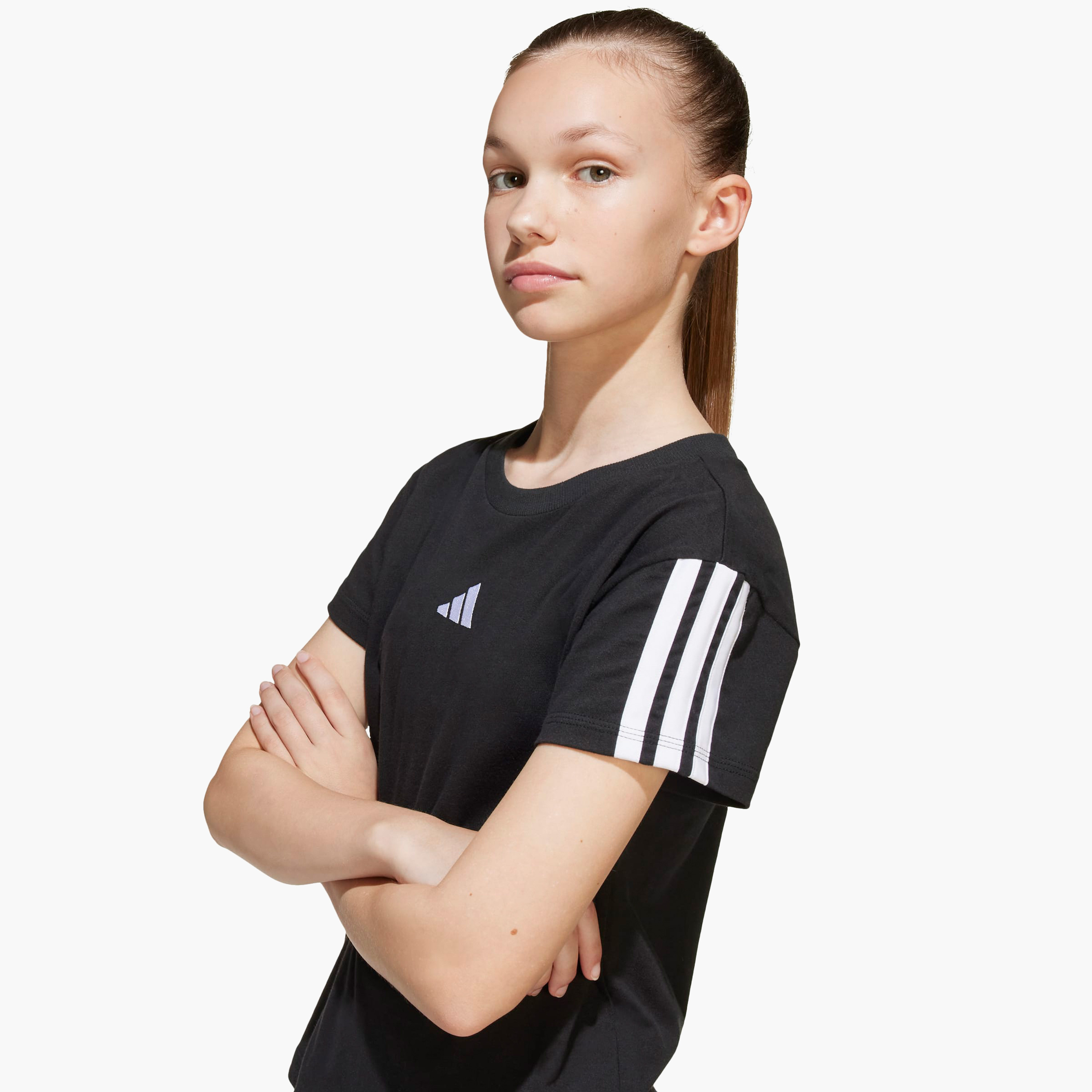 adidas Crew Neck Short Sleeves T-shirt with Logo Detail-sports-girls-clothing-tops-image-5