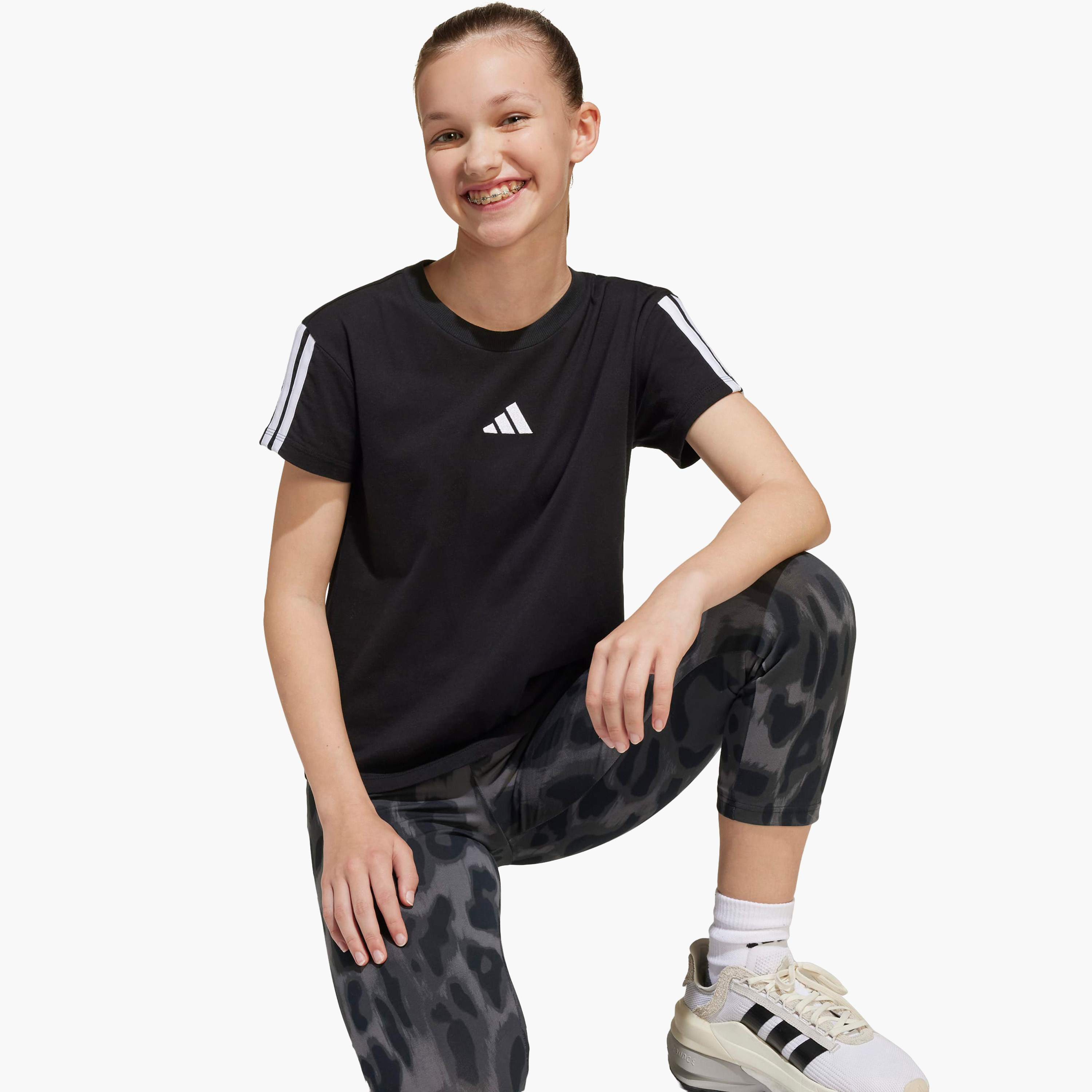 adidas Crew Neck Short Sleeves T-shirt with Logo Detail-sports-girls-clothing-tops-image-6