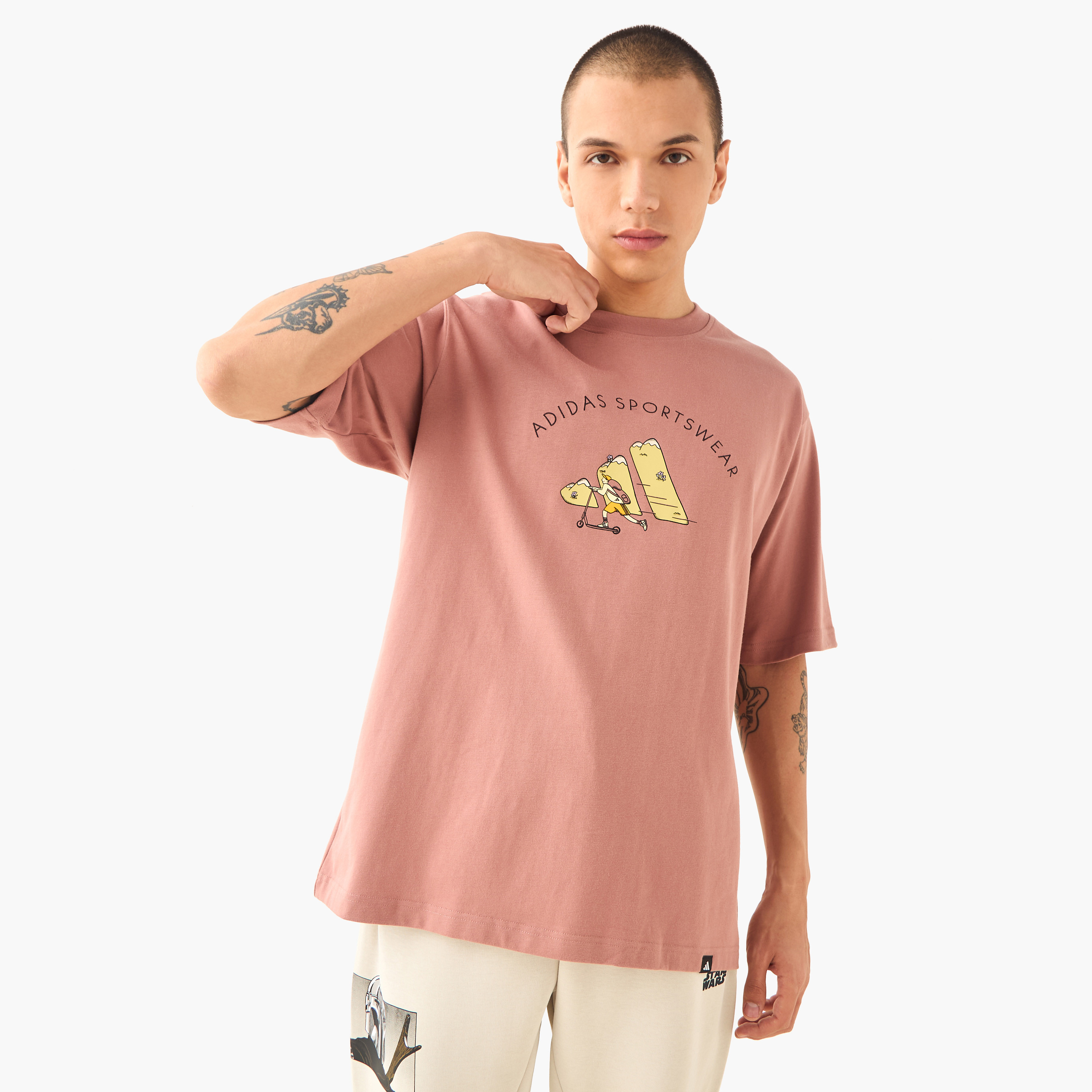 adidas Men's Codes Doodle Scooter Graphic Tee M C DOODLE SCT | OE-men-clothing-sportswearandactivewear-tshirtsandpolos-image-1