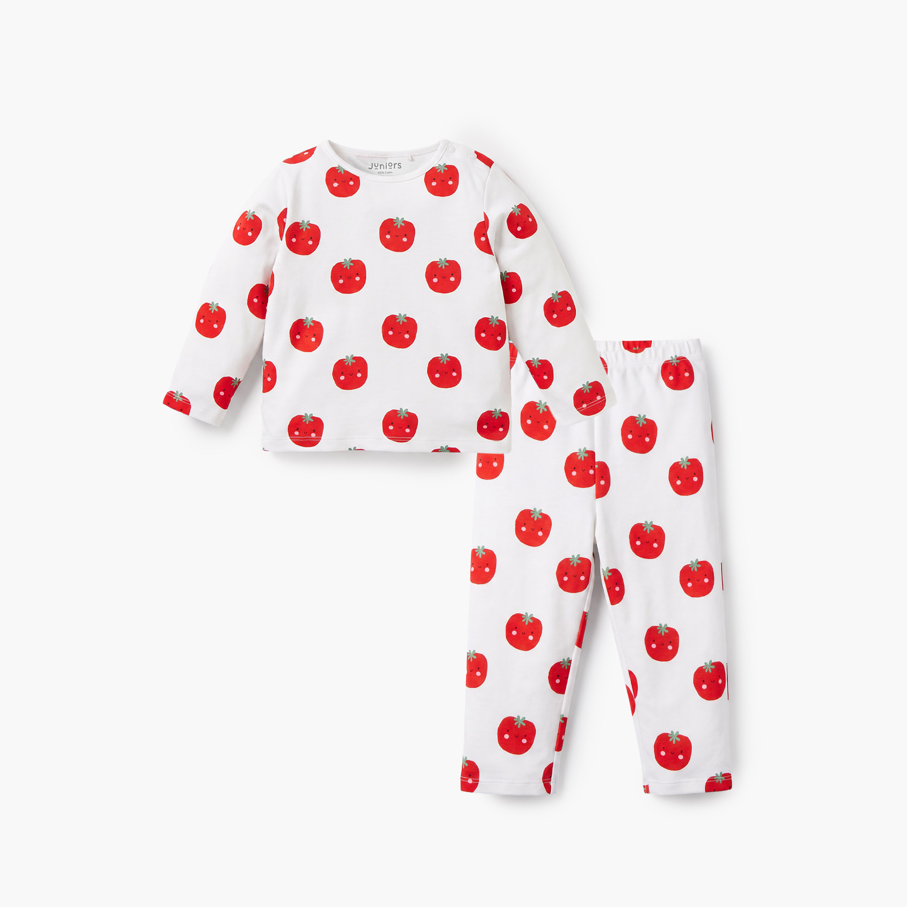 طقم بيجاما قطني بياقة مستديرة وأكمام طويلة بطبعة طماطم من جونيورز-baby-boys-clothing-nightwear-pyjamasets-image-2