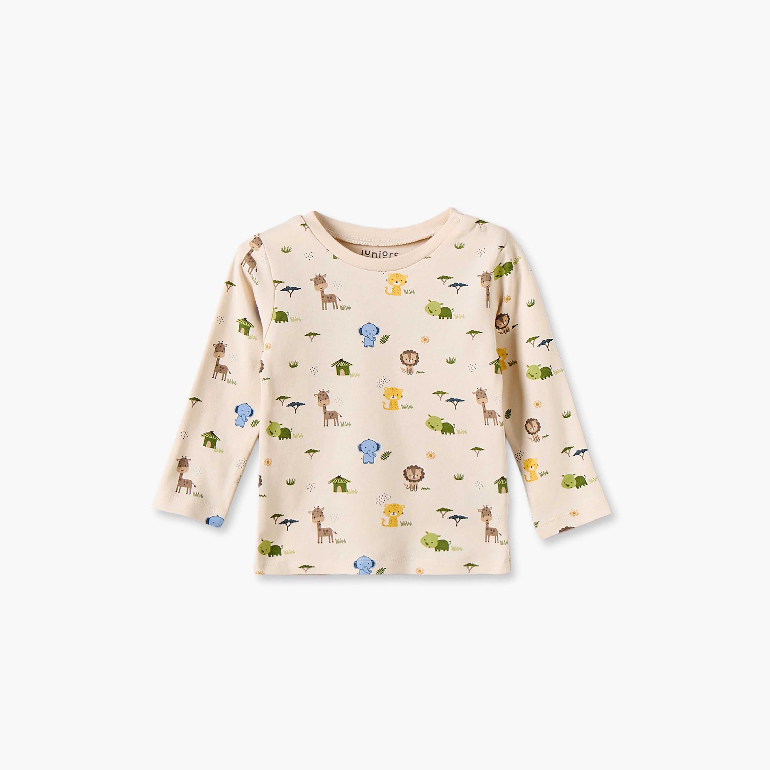 Juniors Cotton Crew Neck Long Sleeves Pyjama Set with Safari Print-baby-boys-clothing-nightwear-pyjamasets-image-3