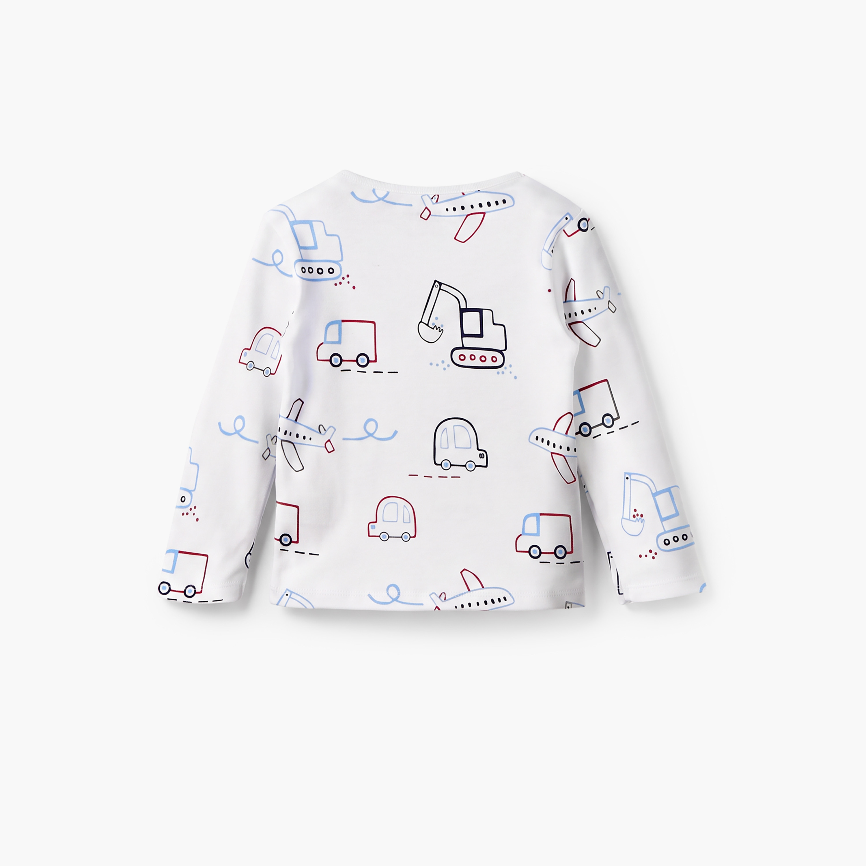 طقم بيجاما قطني بياقة مستديرة وأكمام طويلة بطبعة سيارات من جونيورز-baby-boys-clothing-nightwear-pyjamasets-image-5