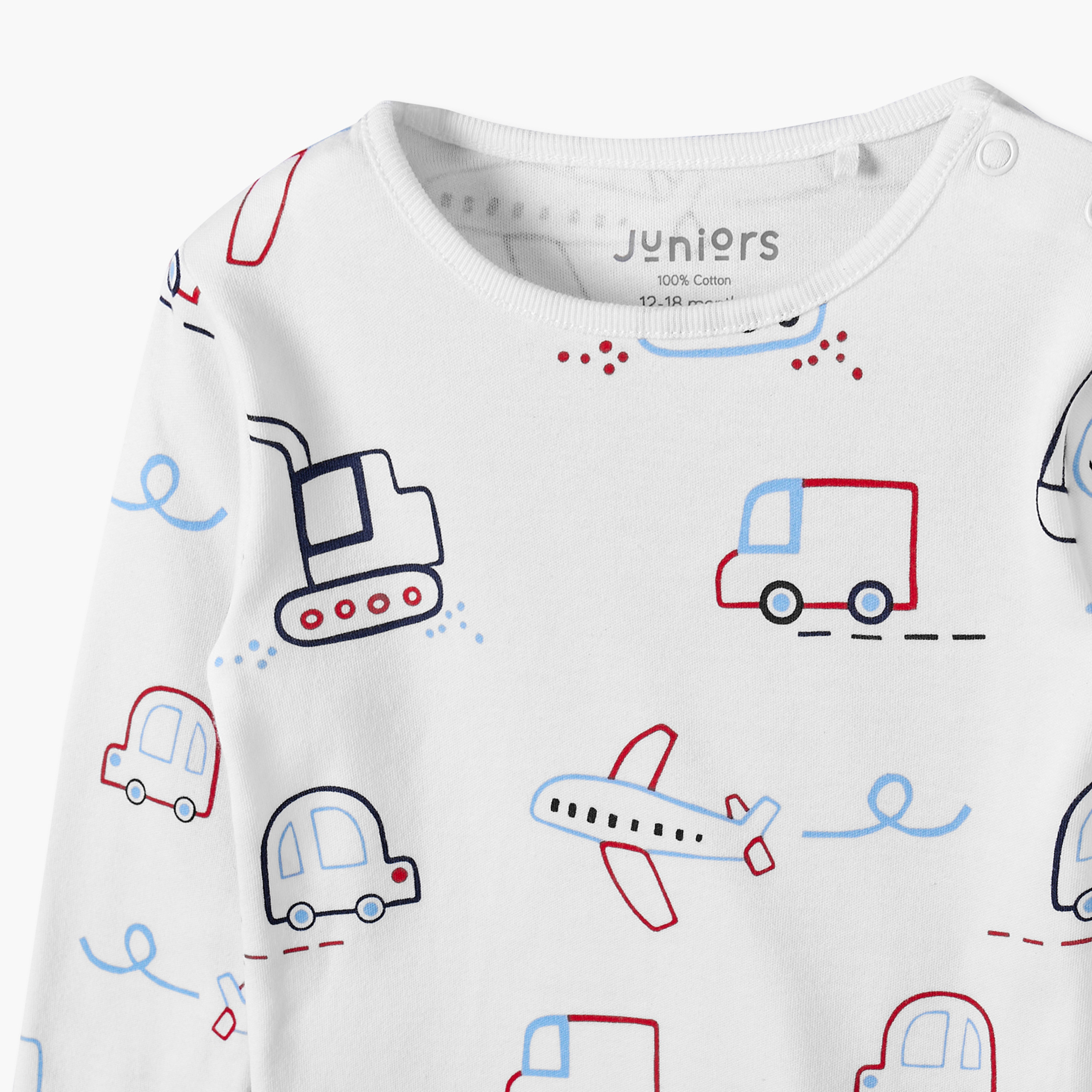 طقم بيجاما قطني بياقة مستديرة وأكمام طويلة بطبعة سيارات من جونيورز-baby-boys-clothing-nightwear-pyjamasets-image-7