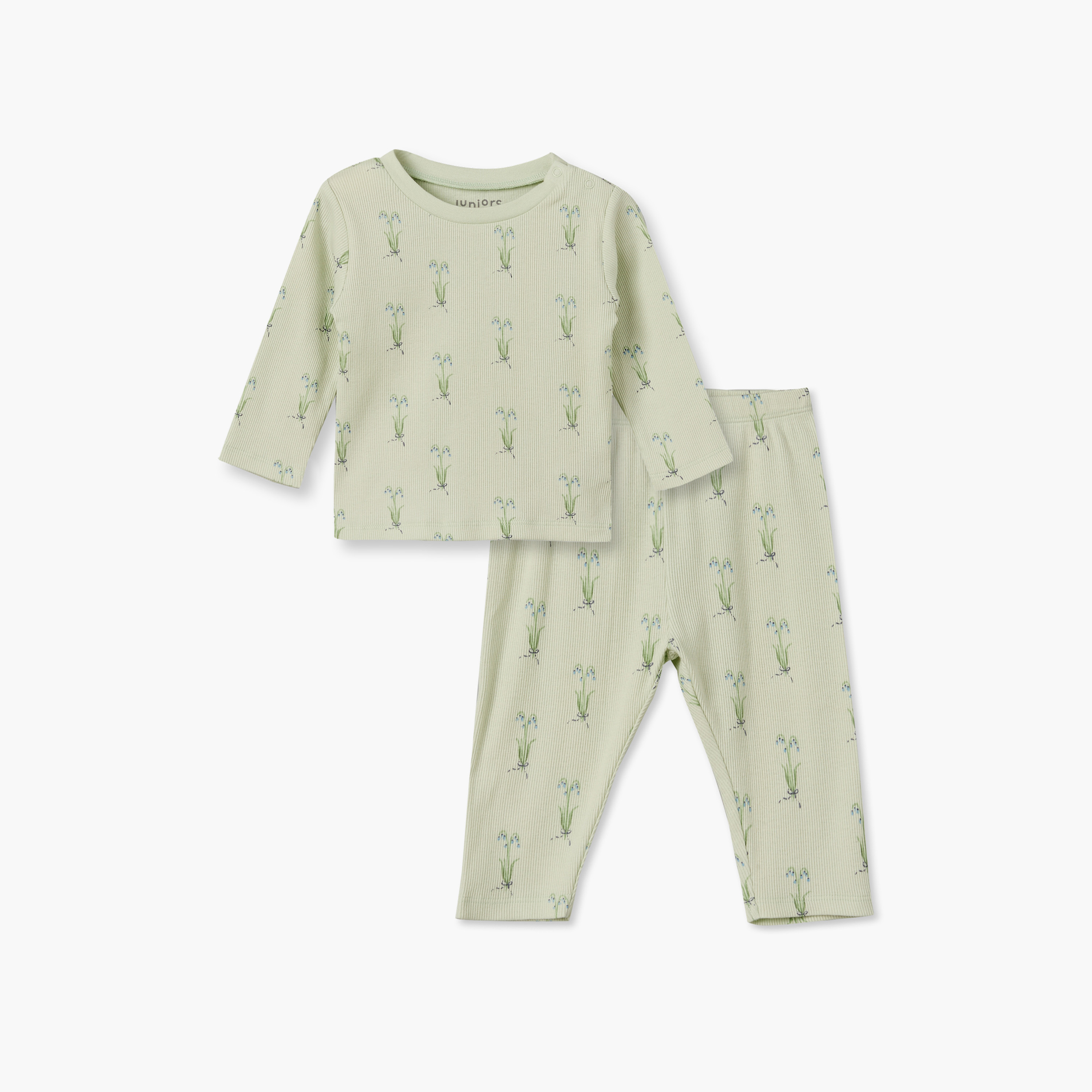 Juniors Cotton Crew Neck Long Sleeves Pyjama Set with Botanical Print-promo_babyshop_Buy3for7.9_KWT030926-image-2
