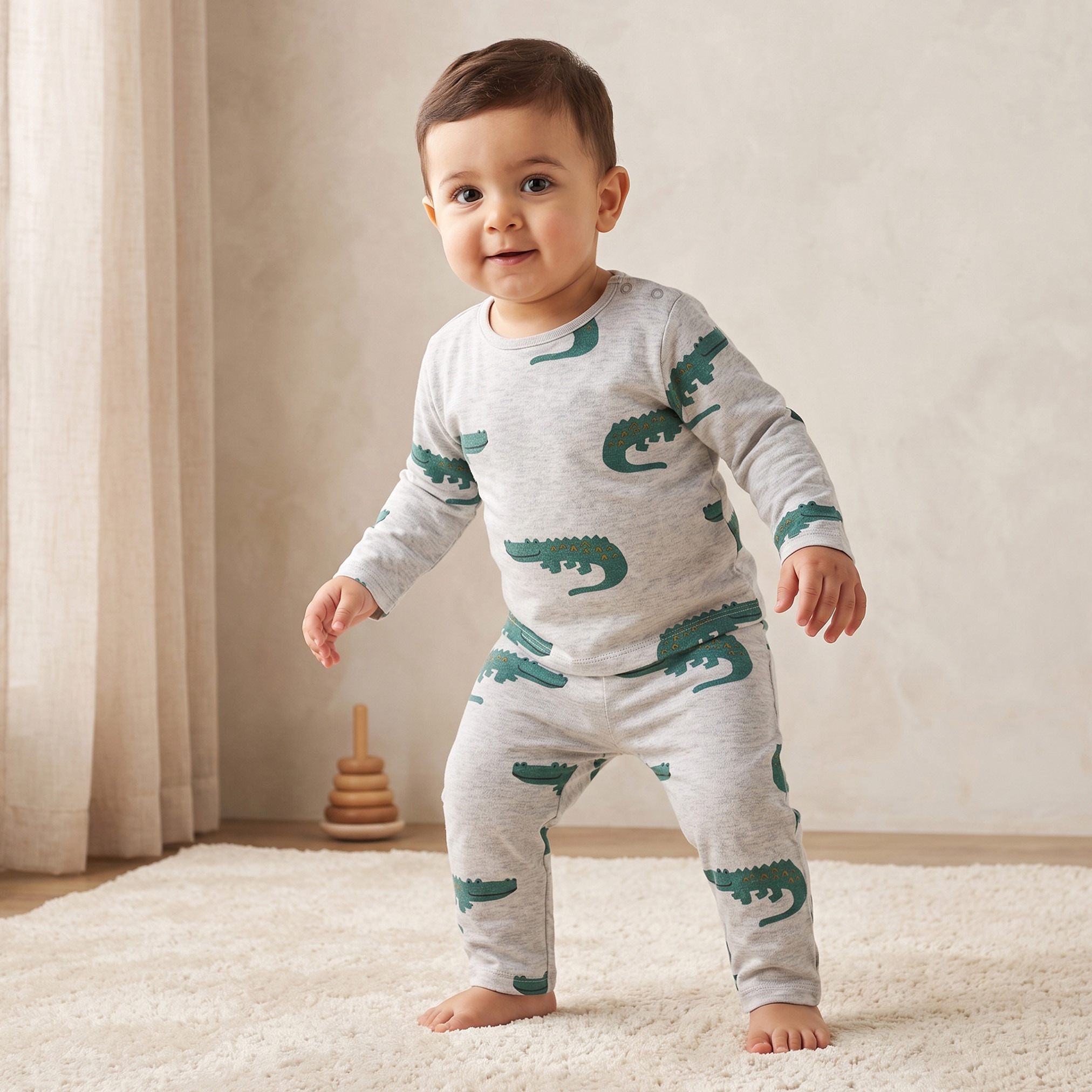 Juniors Cotton Crew Neck Long Sleeves Pyjama Set with Crocodile Print-baby-boys-clothing-nightwear-pyjamasets-image-1