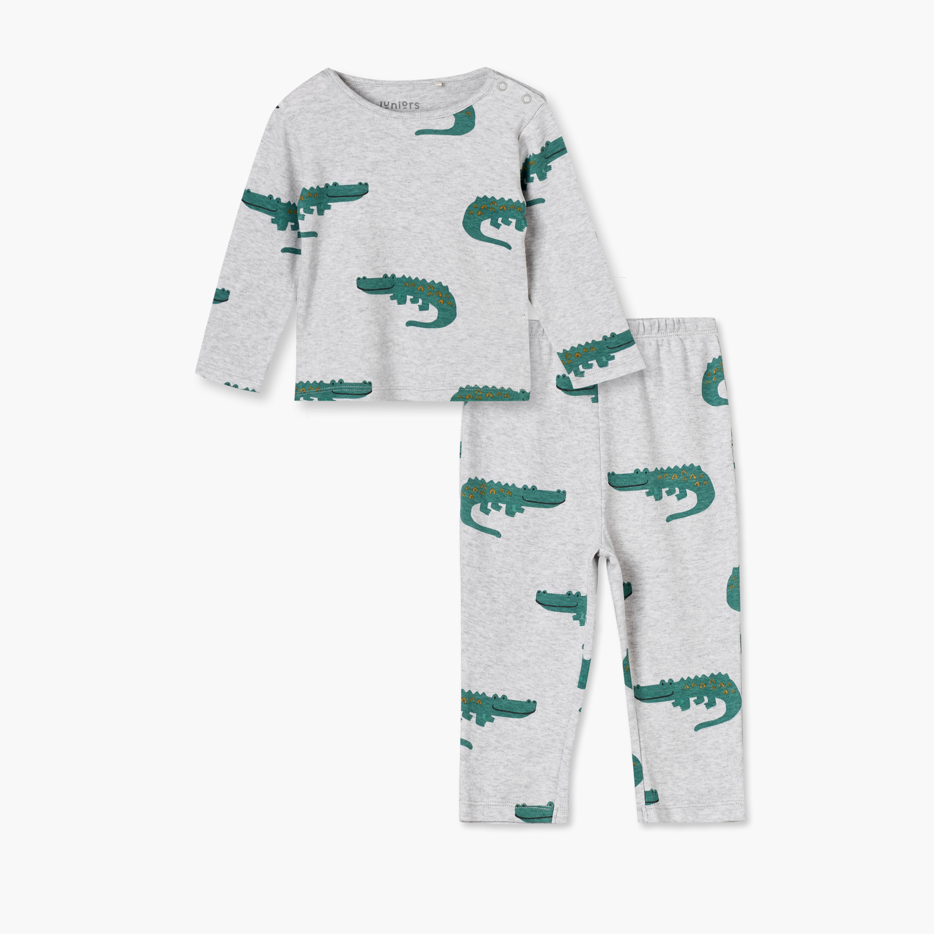 Juniors Cotton Crew Neck Long Sleeves Pyjama Set with Crocodile Print-baby-boys-clothing-nightwear-pyjamasets-image-2