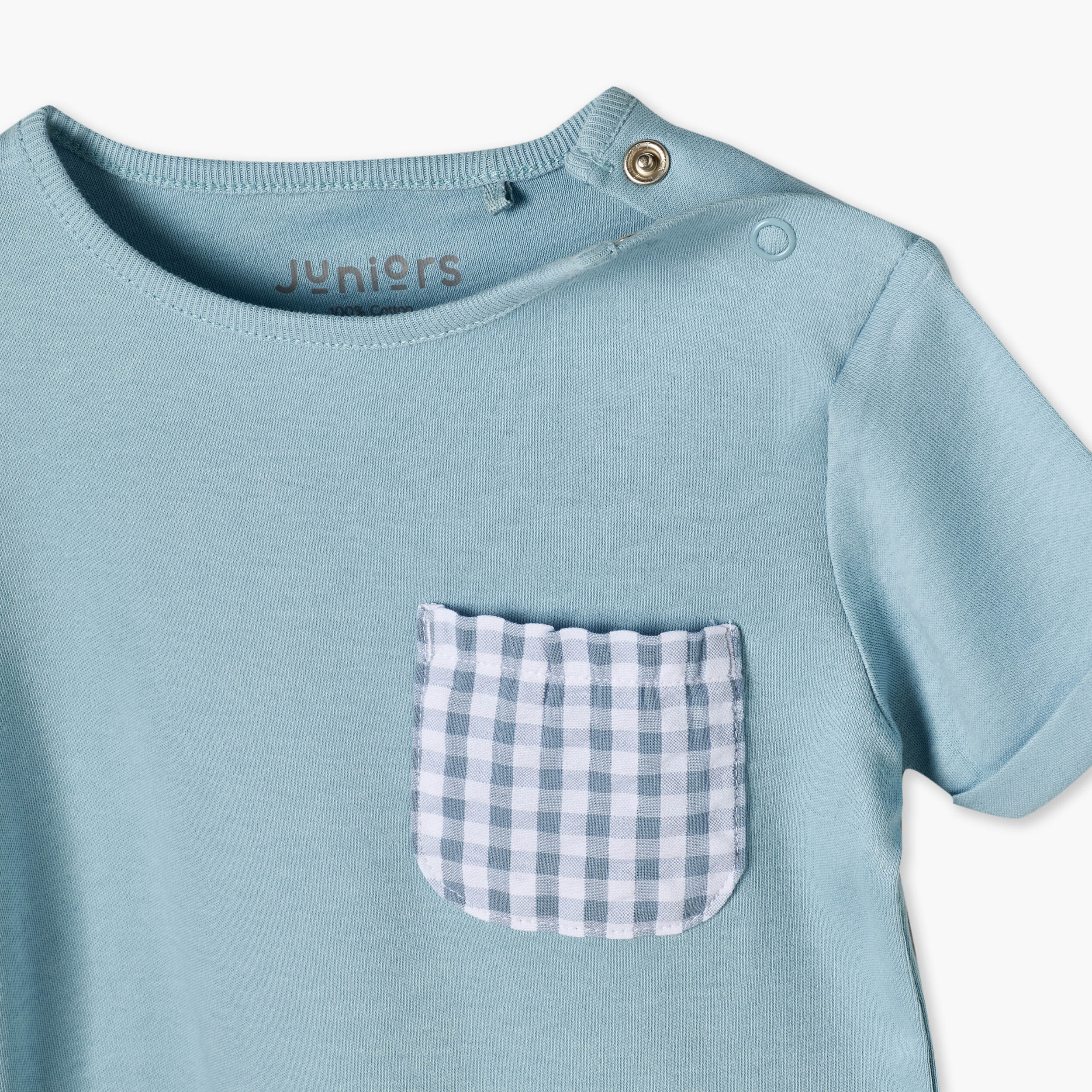 طقم شورت وتيشيرت قطن بأكمام قصيرة ورقبة ضيقة وتصميم كاروهات من جونيورز-baby-boys-clothing-nightwear-pyjamasets-image-7