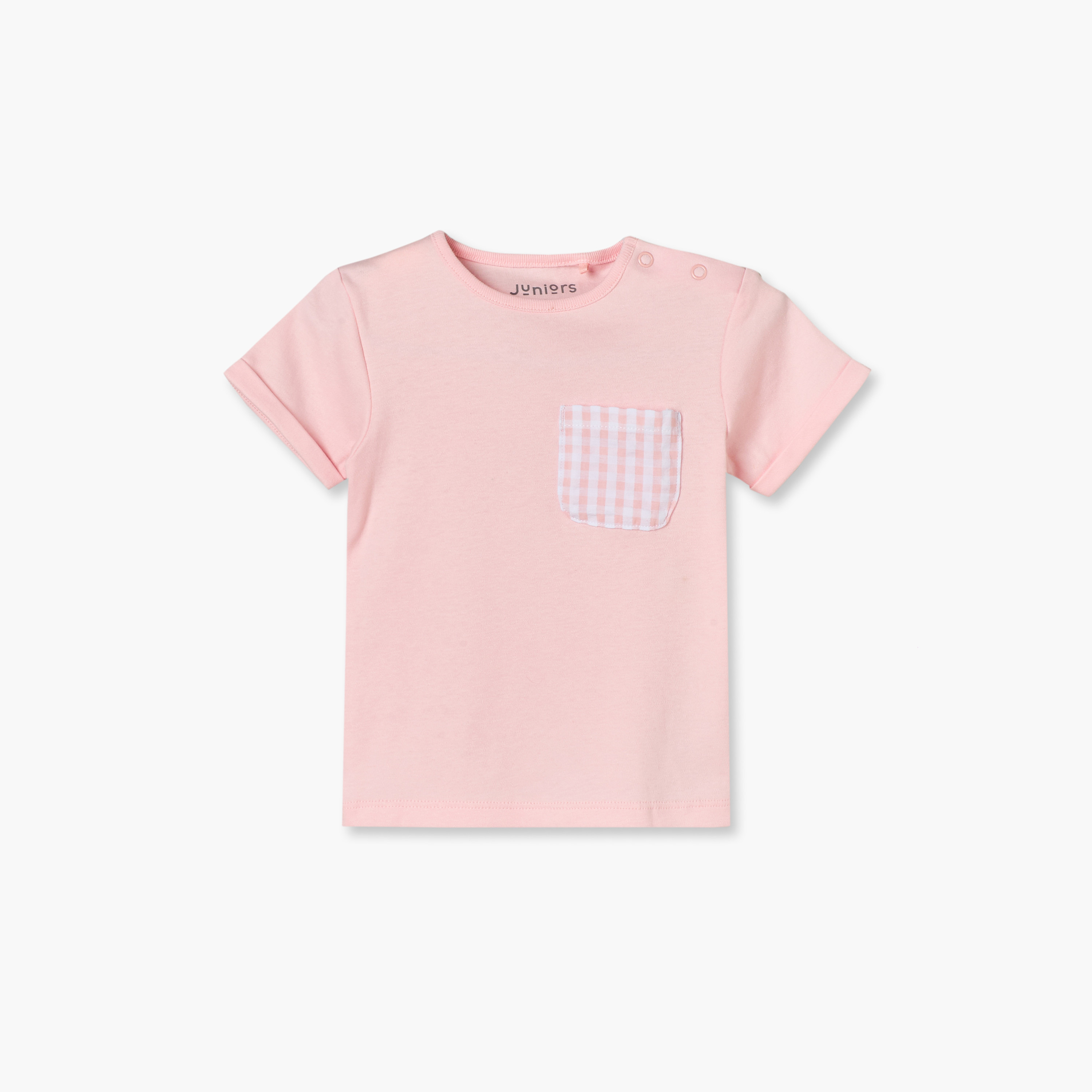 طقم شورت كاروهات وتيشيرت قطن بياقة ضيقة وأكمام قصيرة من جونيورز-baby-girls-clothing-nightwear-pyjamasets-image-3