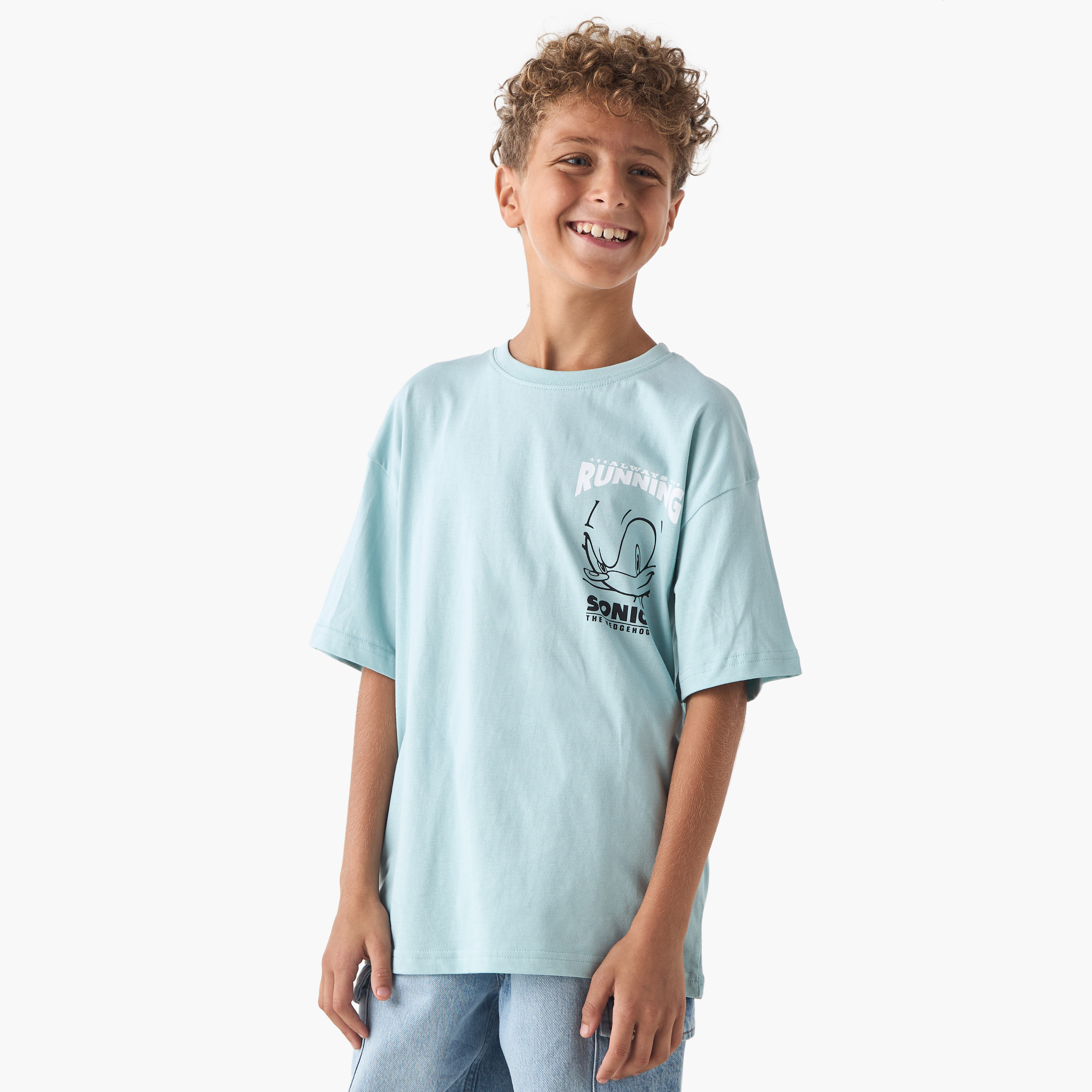 Sonic the Hedgehog Print T-shirt with Short Sleeves-boys-clothing-tshirtsandpolos-image-1