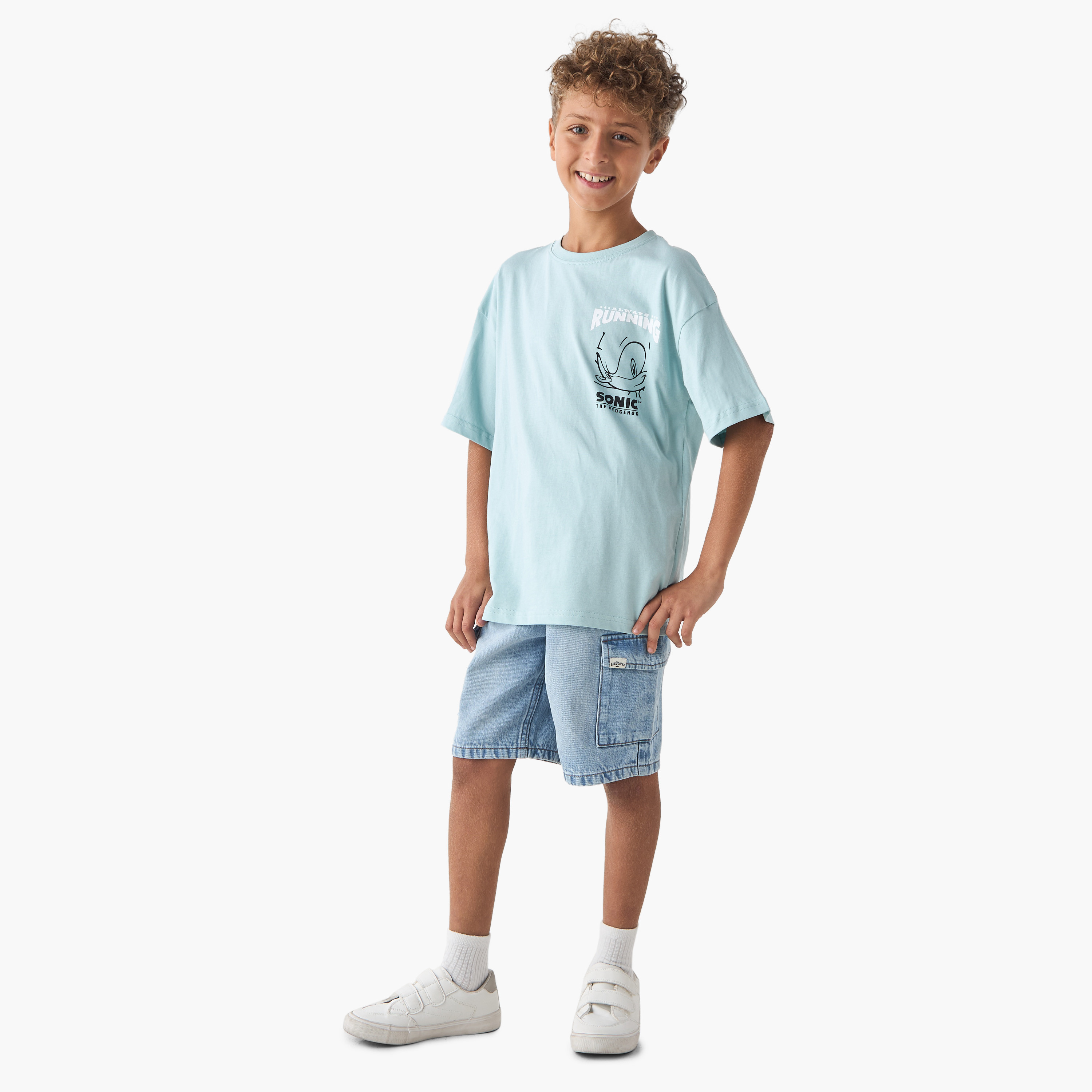 Sonic the Hedgehog Print T-shirt with Short Sleeves-boys-clothing-tshirtsandpolos-image-2