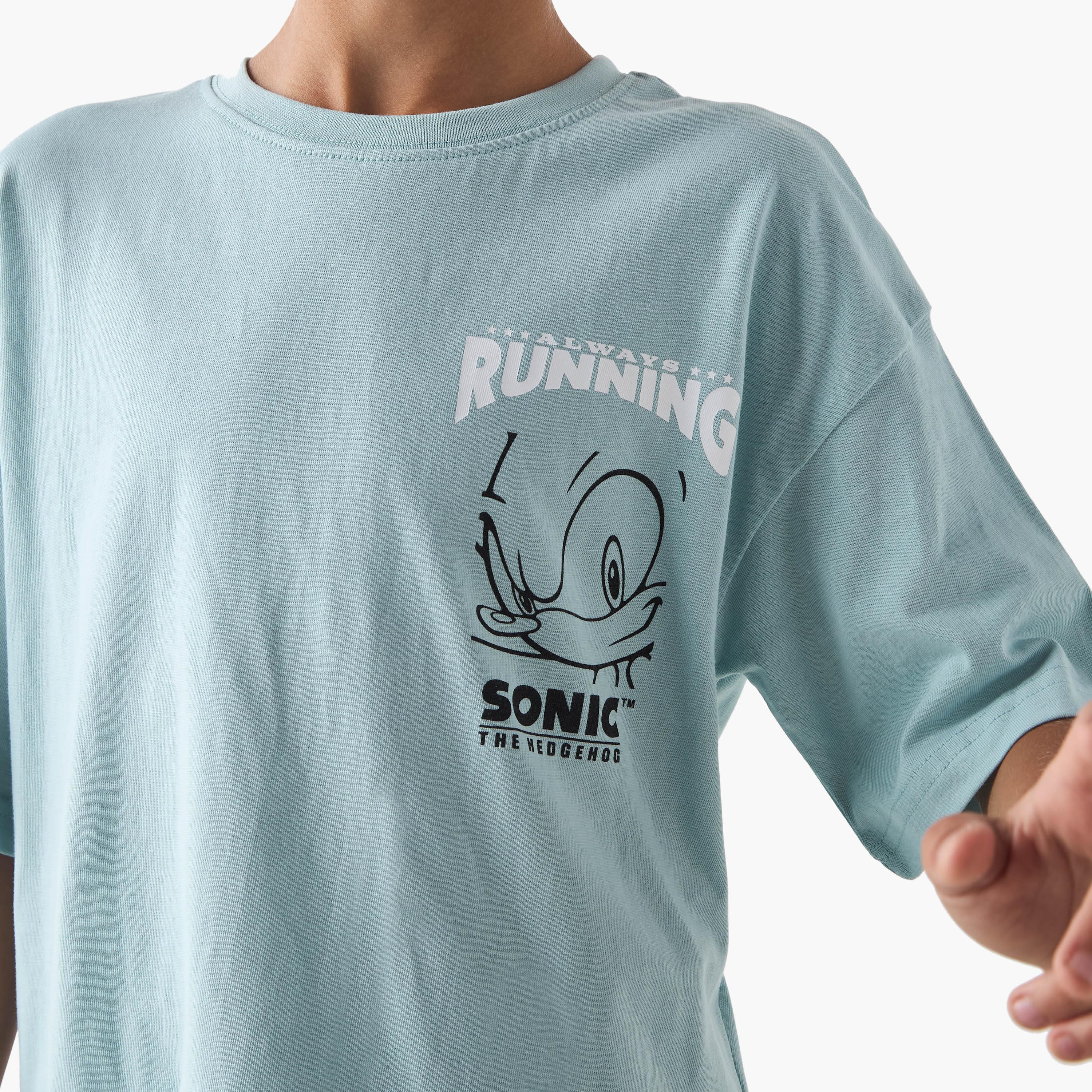 Sonic the Hedgehog Print T-shirt with Short Sleeves-boys-clothing-tshirtsandpolos-image-4