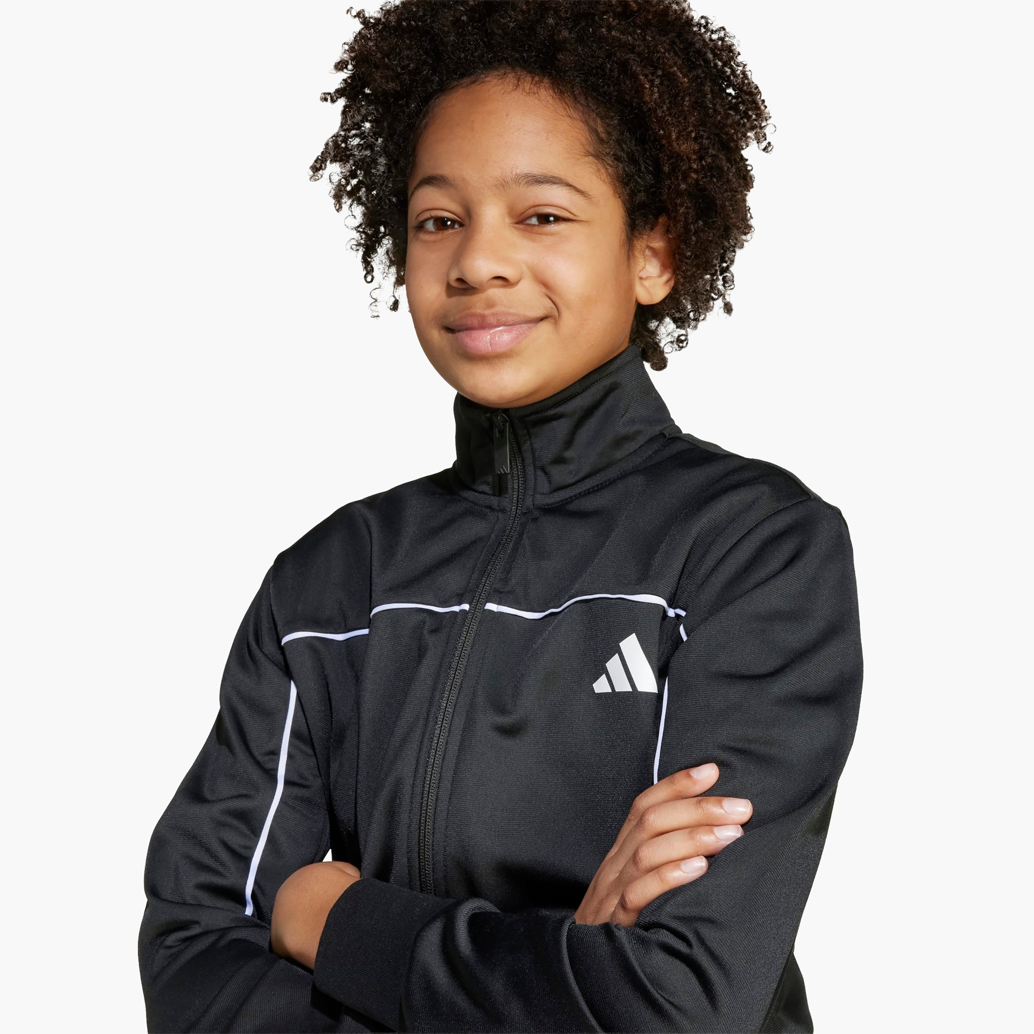 adidas Boys Jacket and Track Pant Set with Logo Print - Long Sleeves - High Neck-boys-clothing-sportswear-sets-image-7