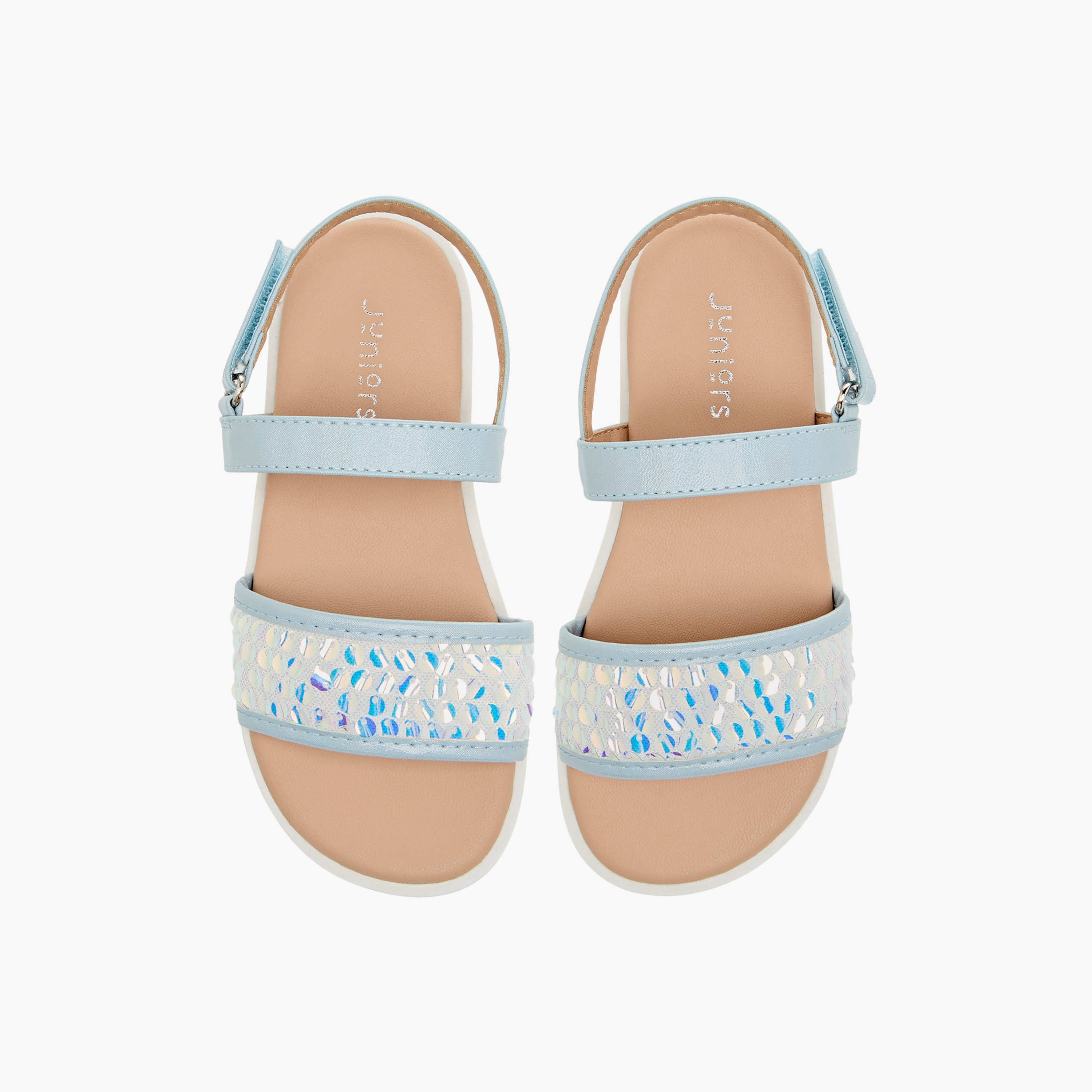 صندل بأحزمة مزيّن بالترتر وشريط إغلاق لاصق من جونيورز-girls-shoes-sandals-image-5