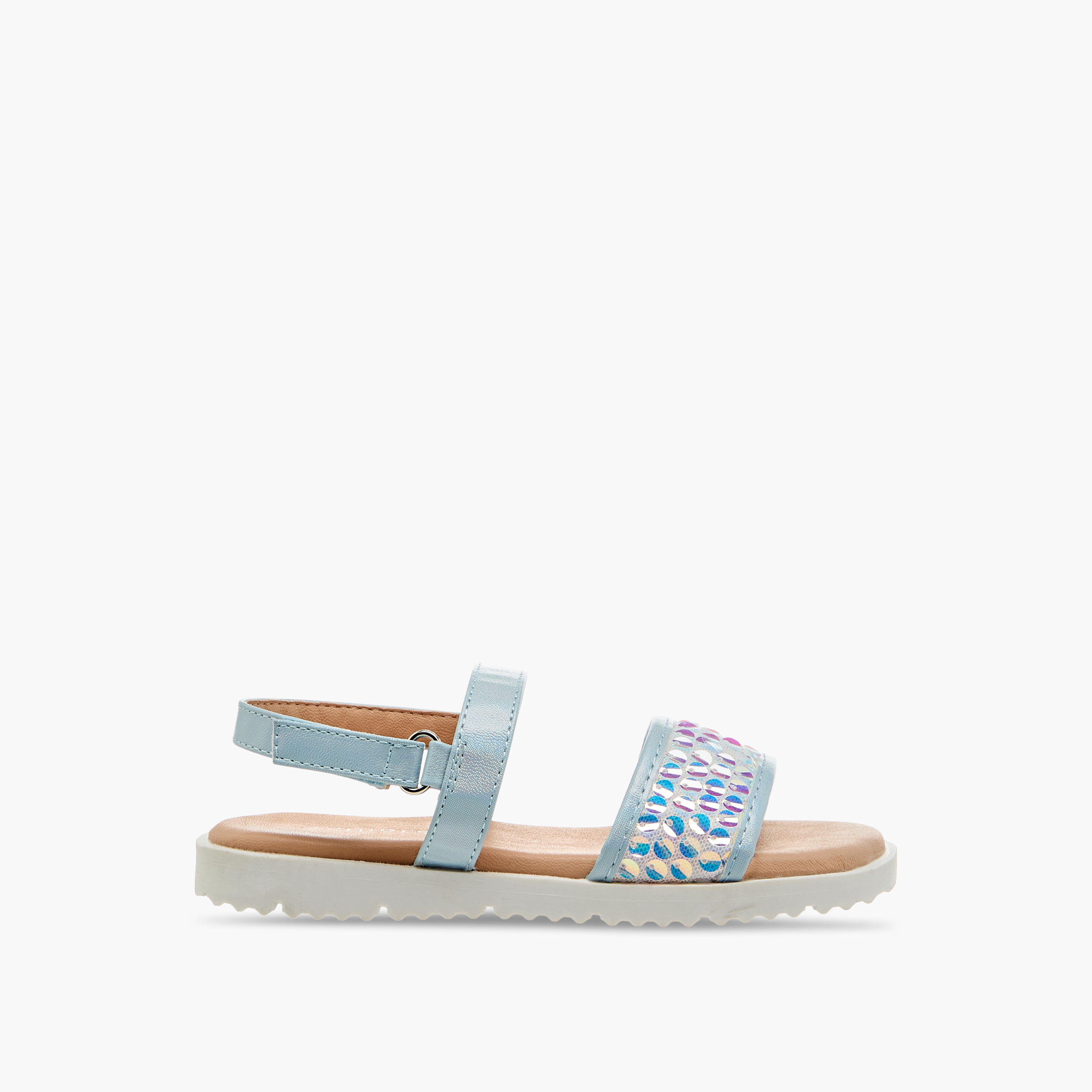 صندل بأحزمة مزيّن بالترتر وشريط إغلاق لاصق من جونيورز-girls-shoes-sandals-image-6