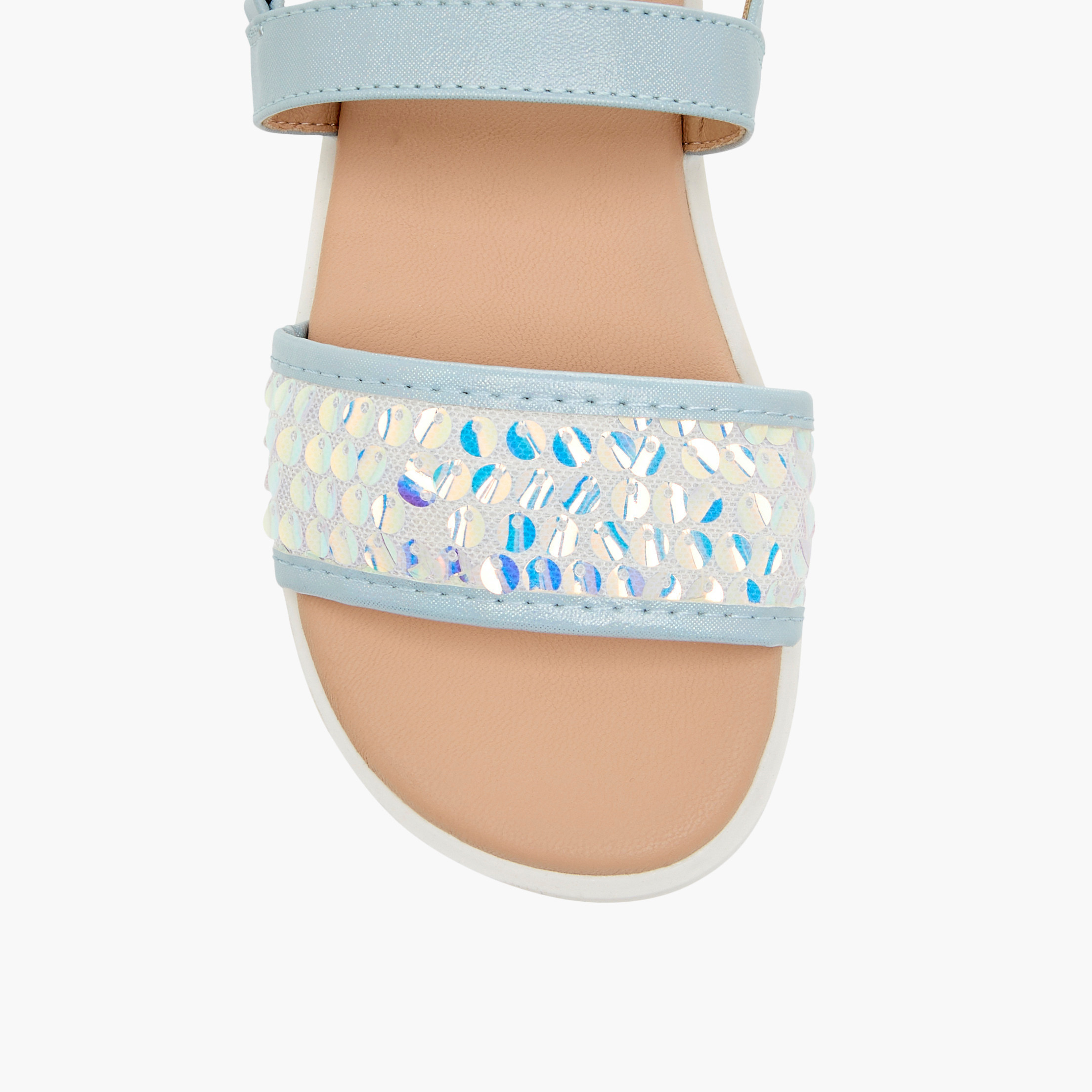 صندل بأحزمة مزيّن بالترتر وشريط إغلاق لاصق من جونيورز-girls-shoes-sandals-image-7