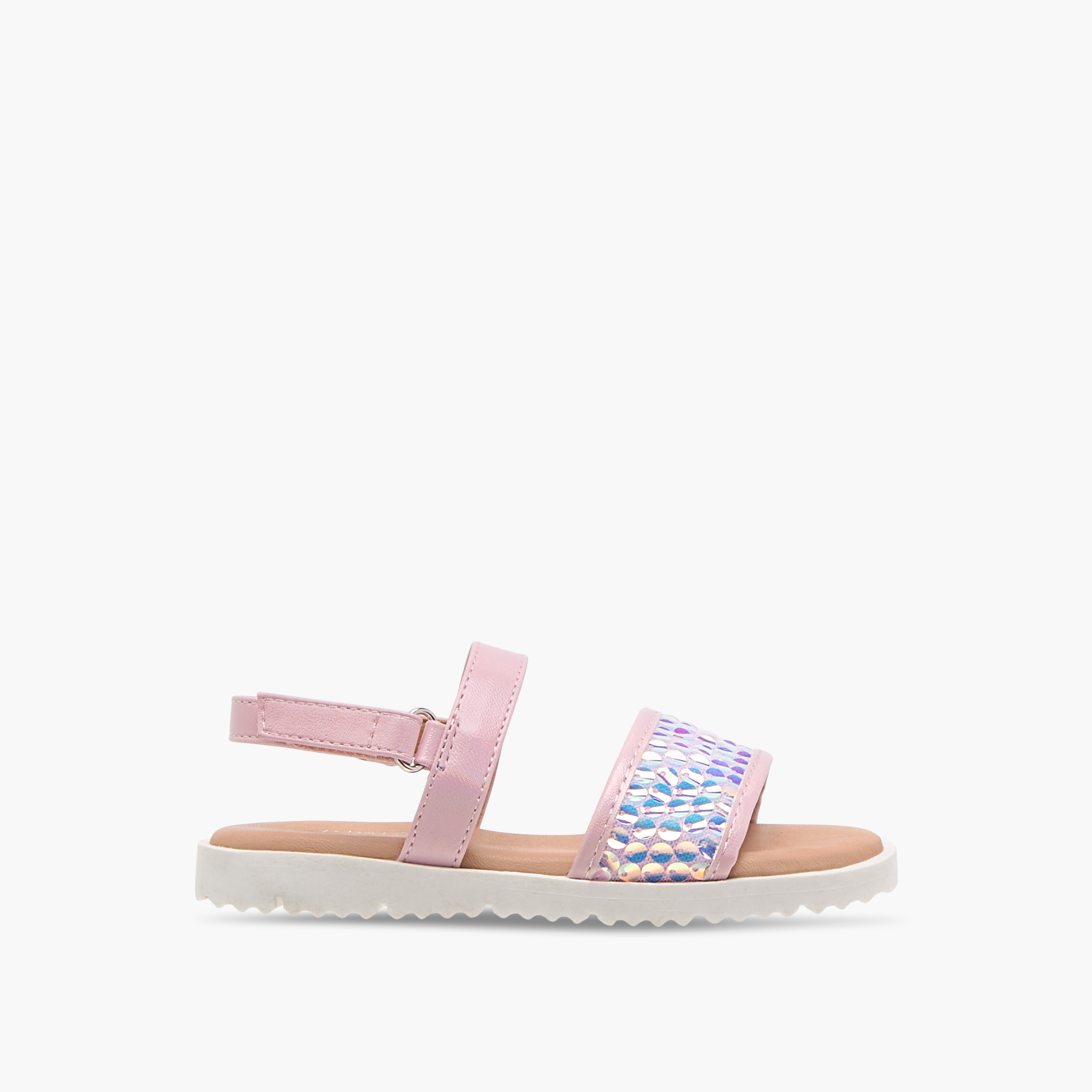 صندل بأحزمة مزيّن بالترتر وشريط إغلاق لاصق من جونيورز-girls-shoes-sandals-image-2