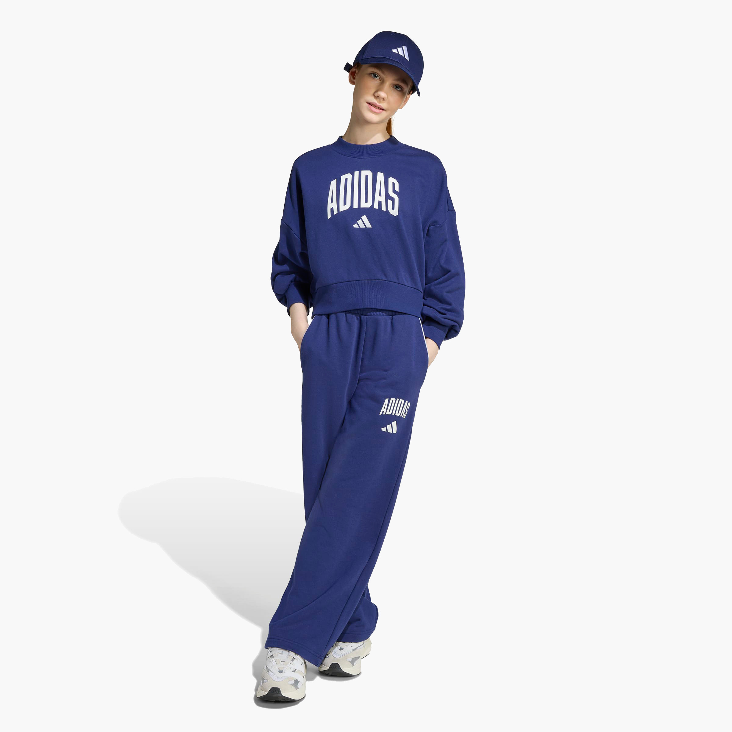 adidas Girls Track Pants with Logo Print - Elasticated Waist-girls-clothing-bottoms-joggersandtrackpants-image-3