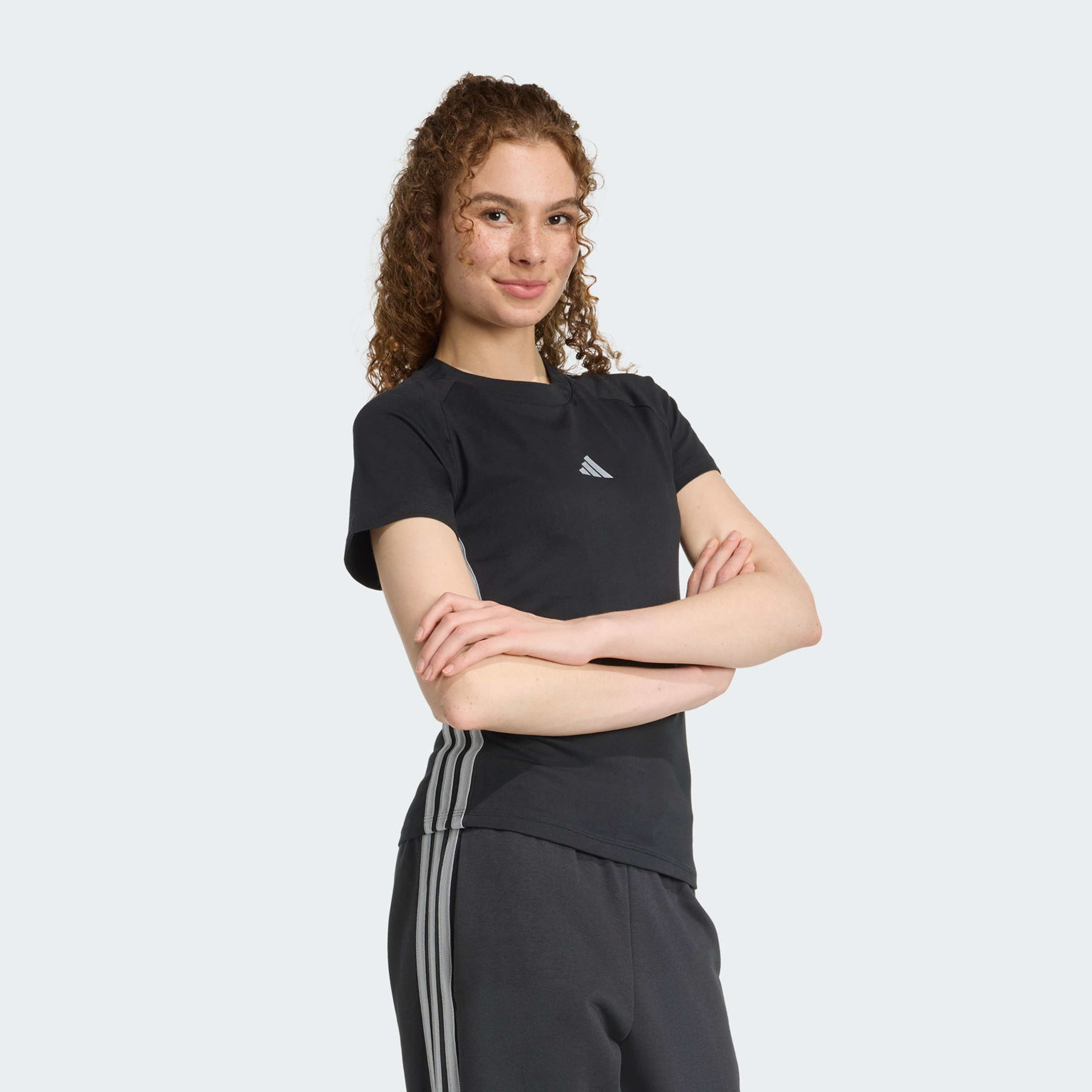 adidas Women's Holiday 3-Stripes Slim T-Shirt JM1878 | OE-sports-women-clothing-tshirtsandvests-image-4