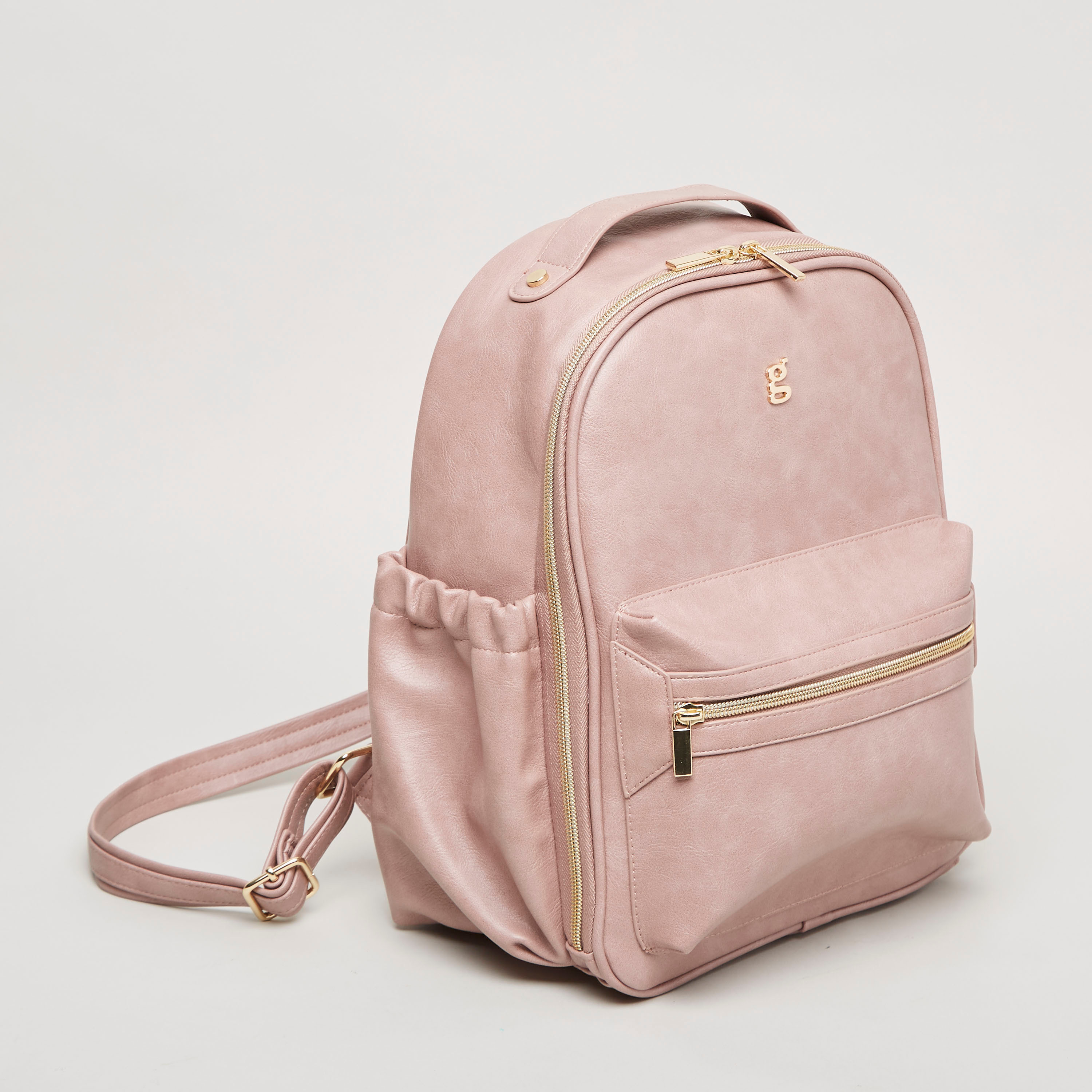 Pink leather backpack diaper clearance bag