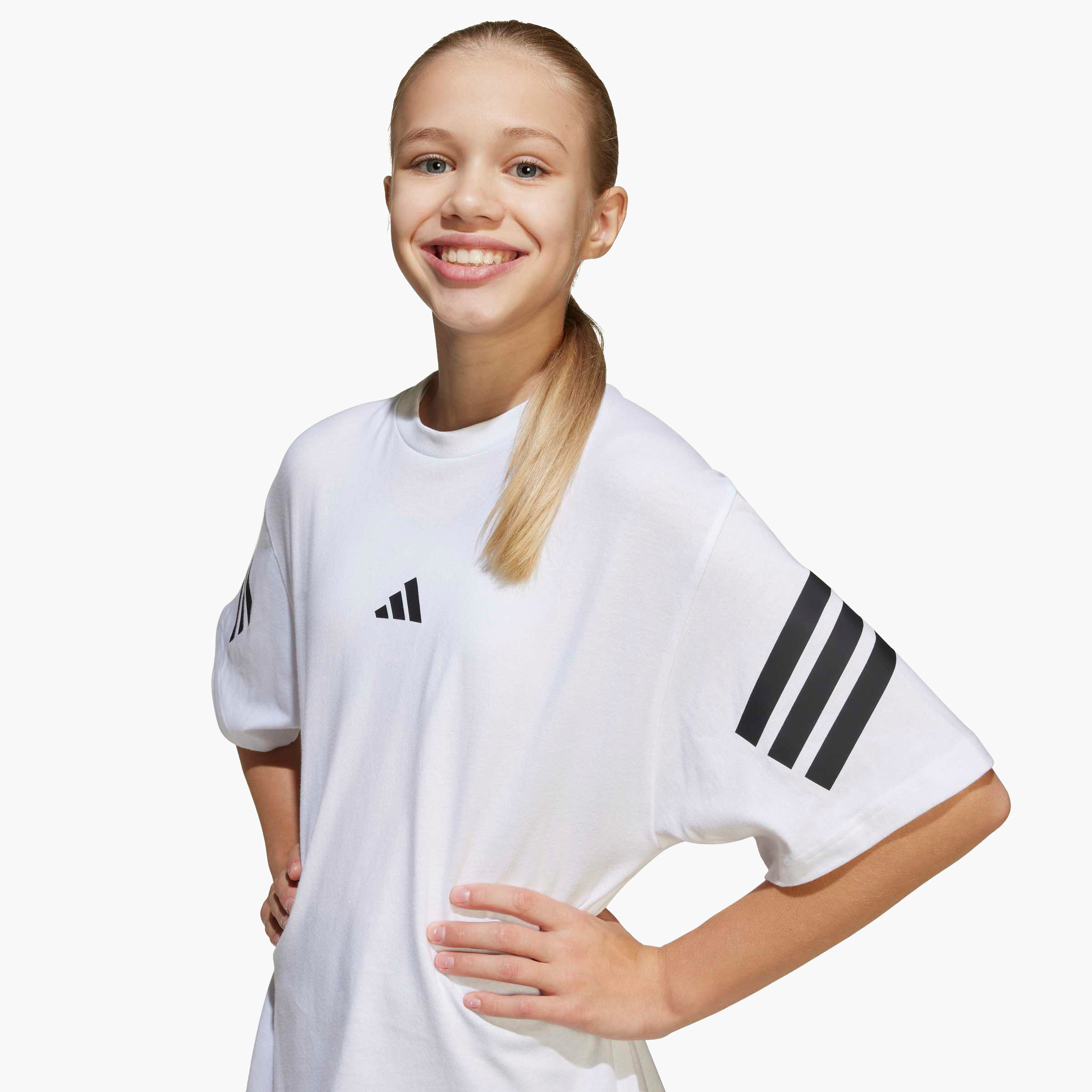 adidas Logo Print Crew Neck T-shirt with Short Sleeves-girls-clothing-tshirts-image-5