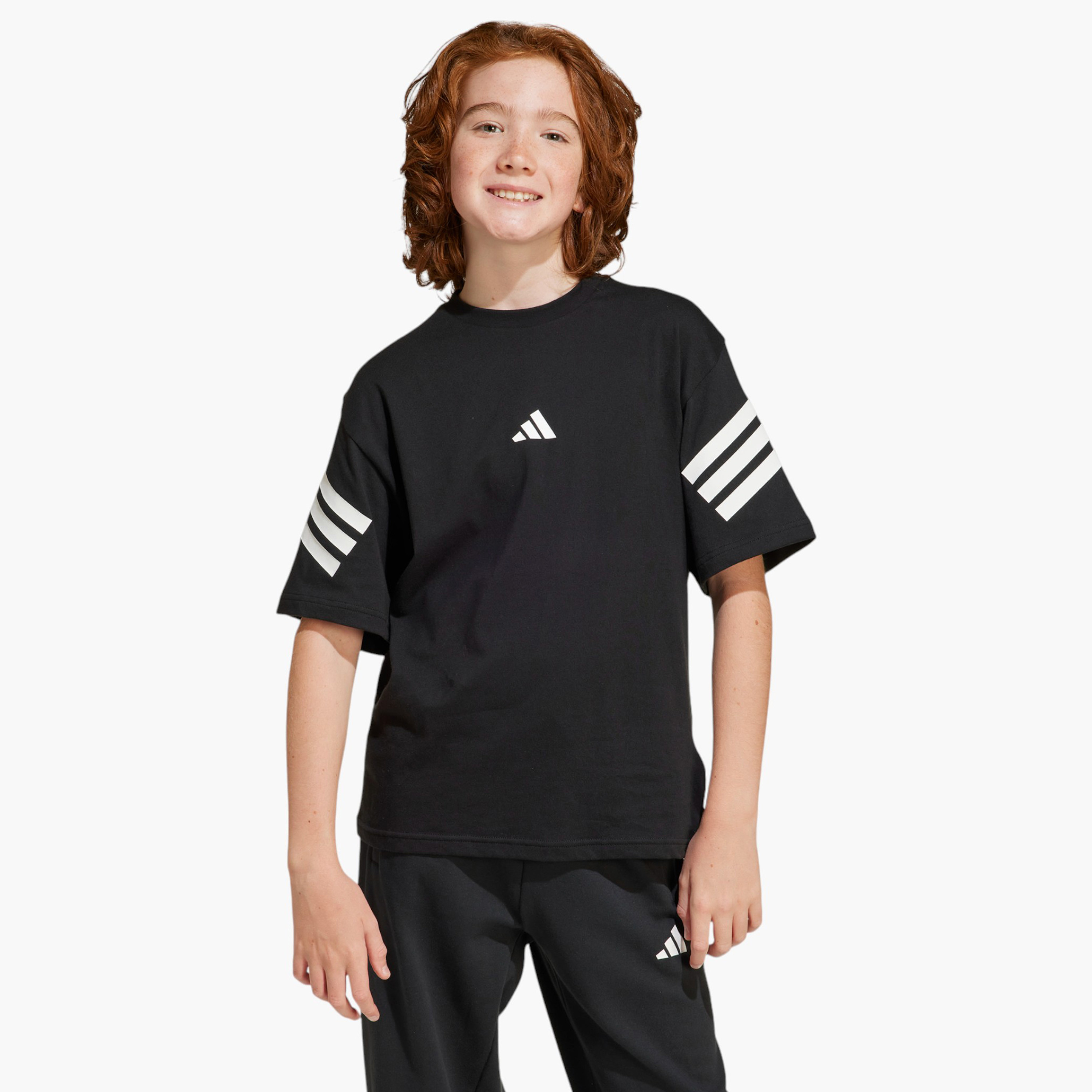 adidas Logo Print Crew Neck T-shirt with Short Sleeves-boys-clothing-sportswear-tops-image-10