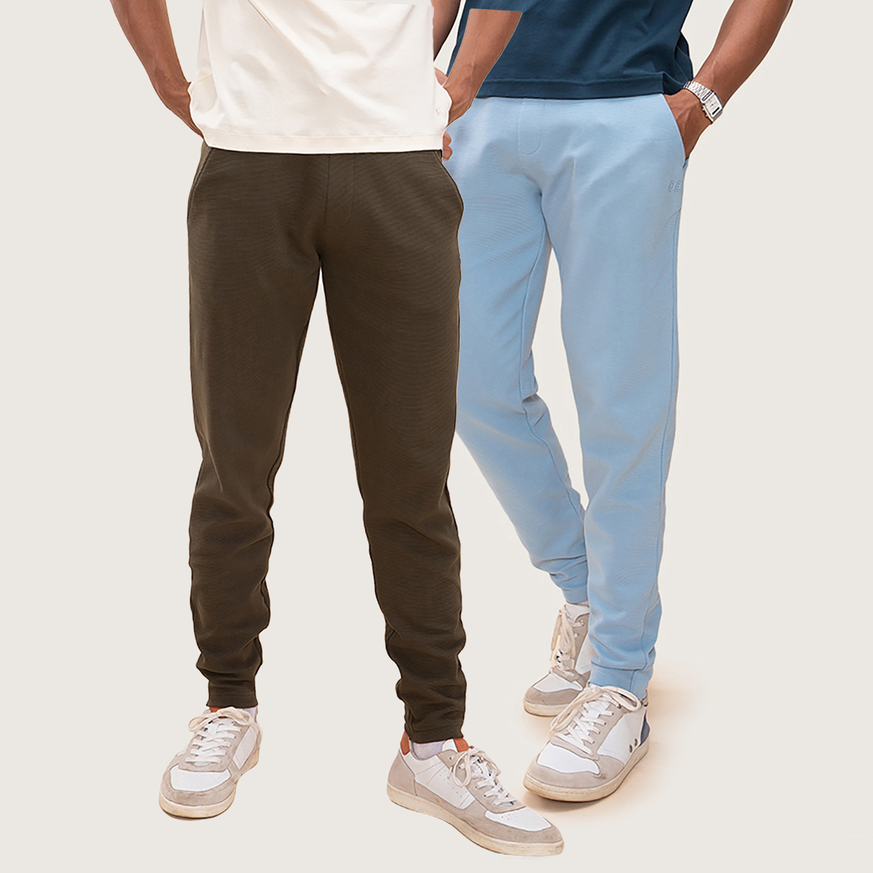 Damensch Pack of 2 Plain Mid-Rise Drawstring Joggers-men-clothing-bottoms-joggers-image-1