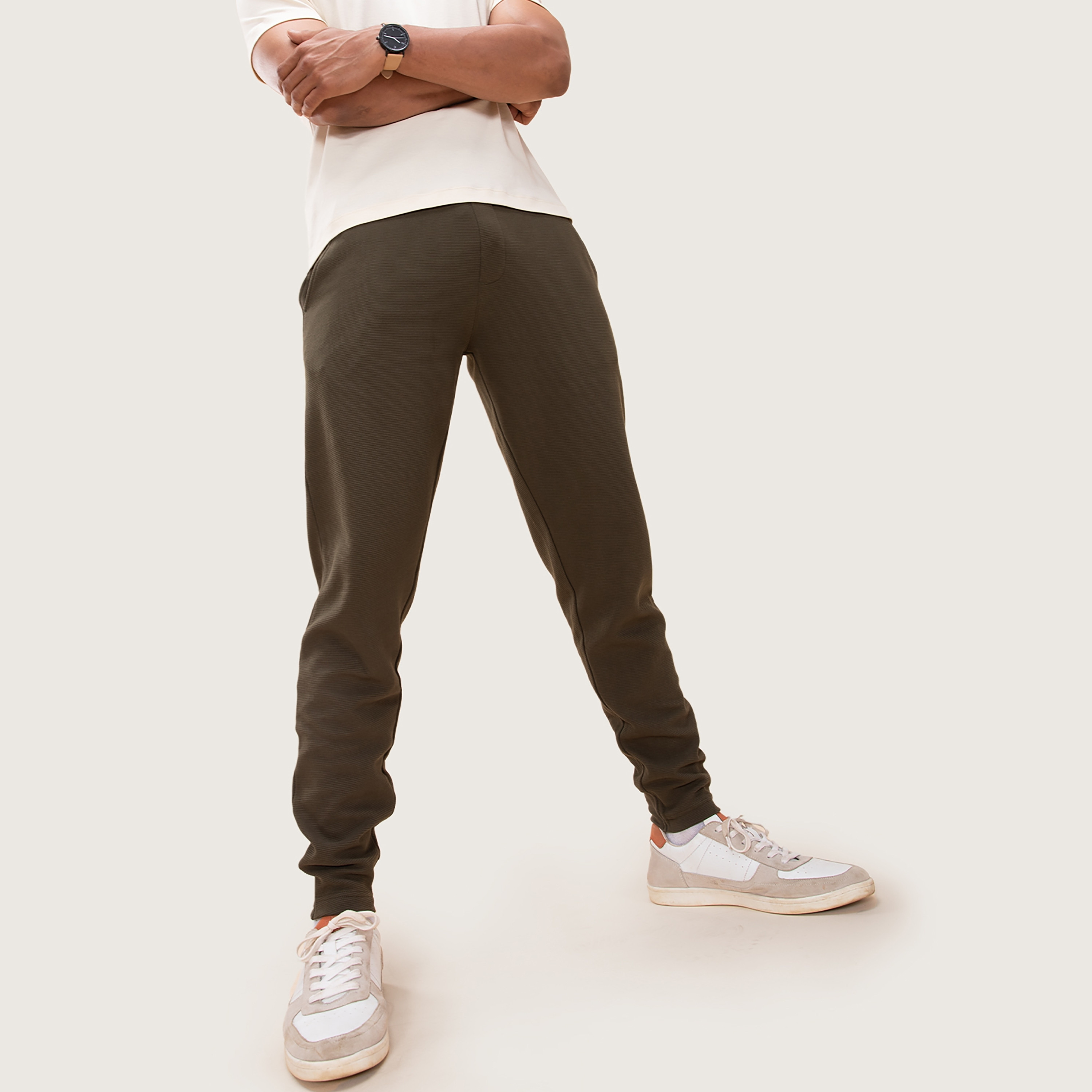 حزمة من 2 جوعرز برباط متوسط الارتفاع سادة من دامنش-men-clothing-bottoms-joggers-image-3
