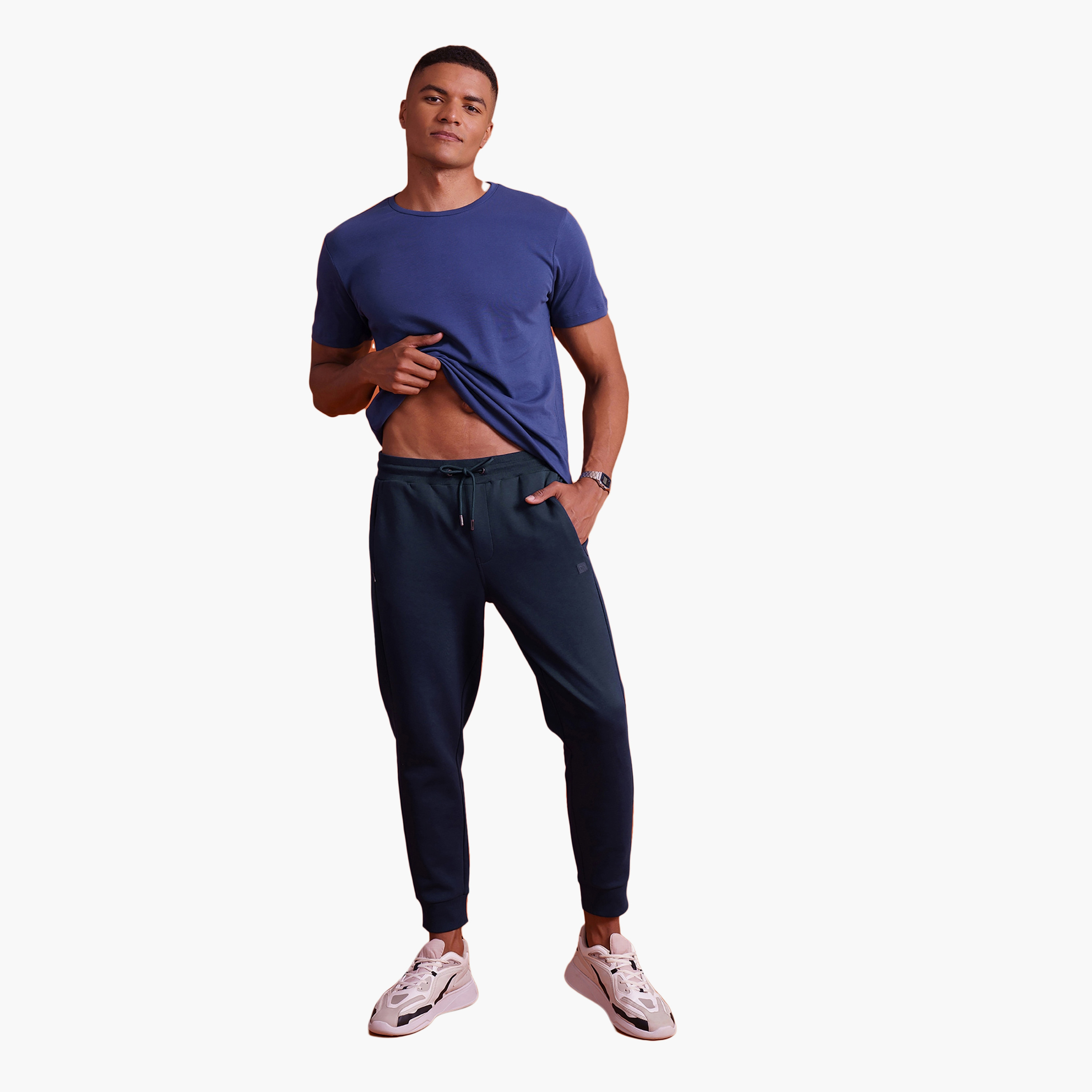 جوغر برباط عادي بمنتصف الارتفاع من دامنش-men-clothing-bottoms-joggers-image-5