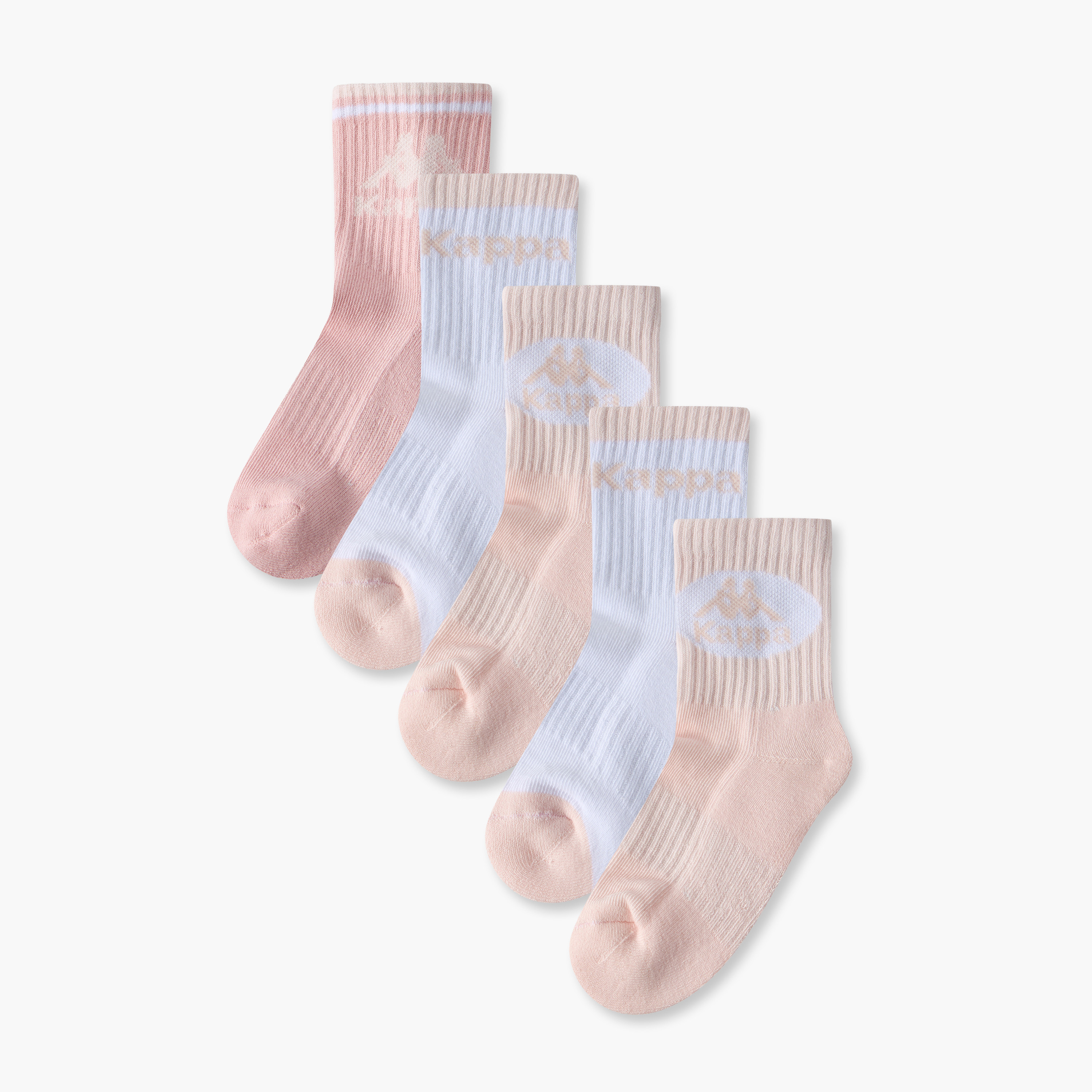 Pack of 5 Kappa Girls Crew Length Sports Socks with Logo Print-girls-accessories-socks-image-1