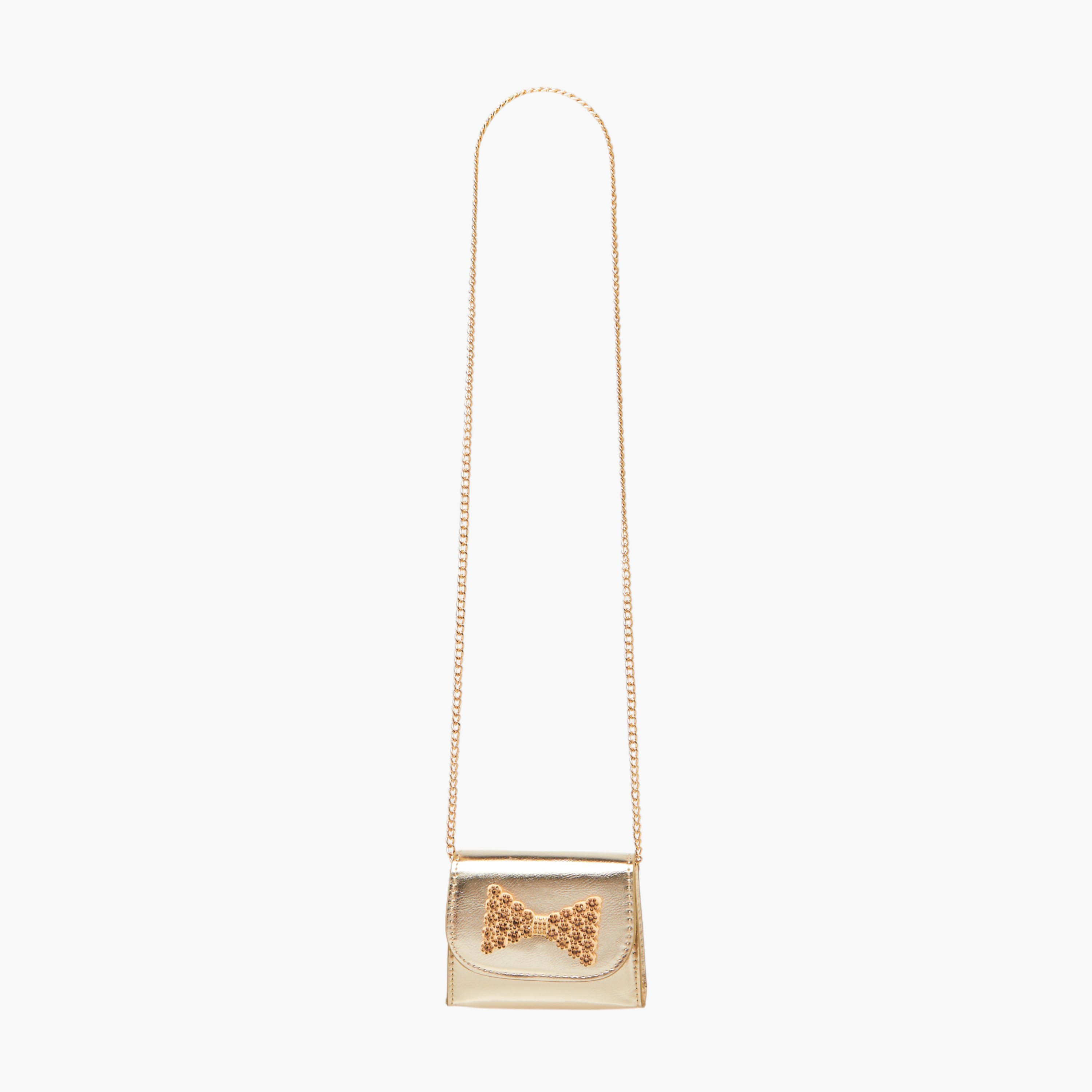 شنطة كروس بودي بحزام سلسلة وزر إغلاق وزينة فيونكة من فلورا بيلا-girls-accessories-bags-image-2