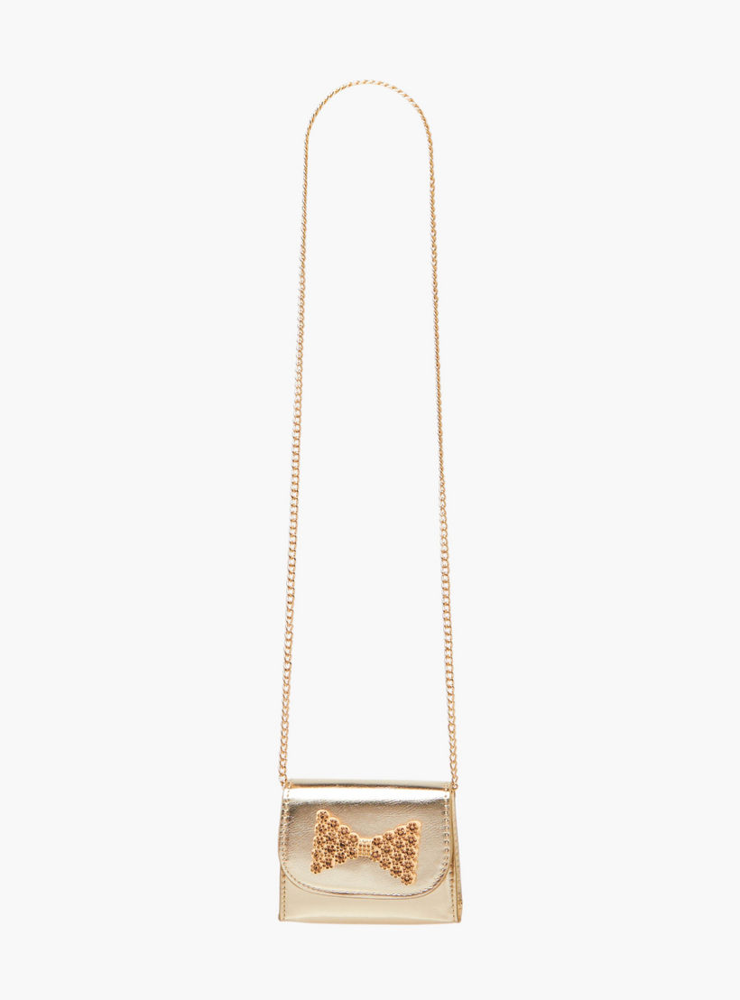 شنطة كروس بودي بحزام سلسلة وزر إغلاق وزينة فيونكة من فلورا بيلا-girls-accessories-bags-image-2