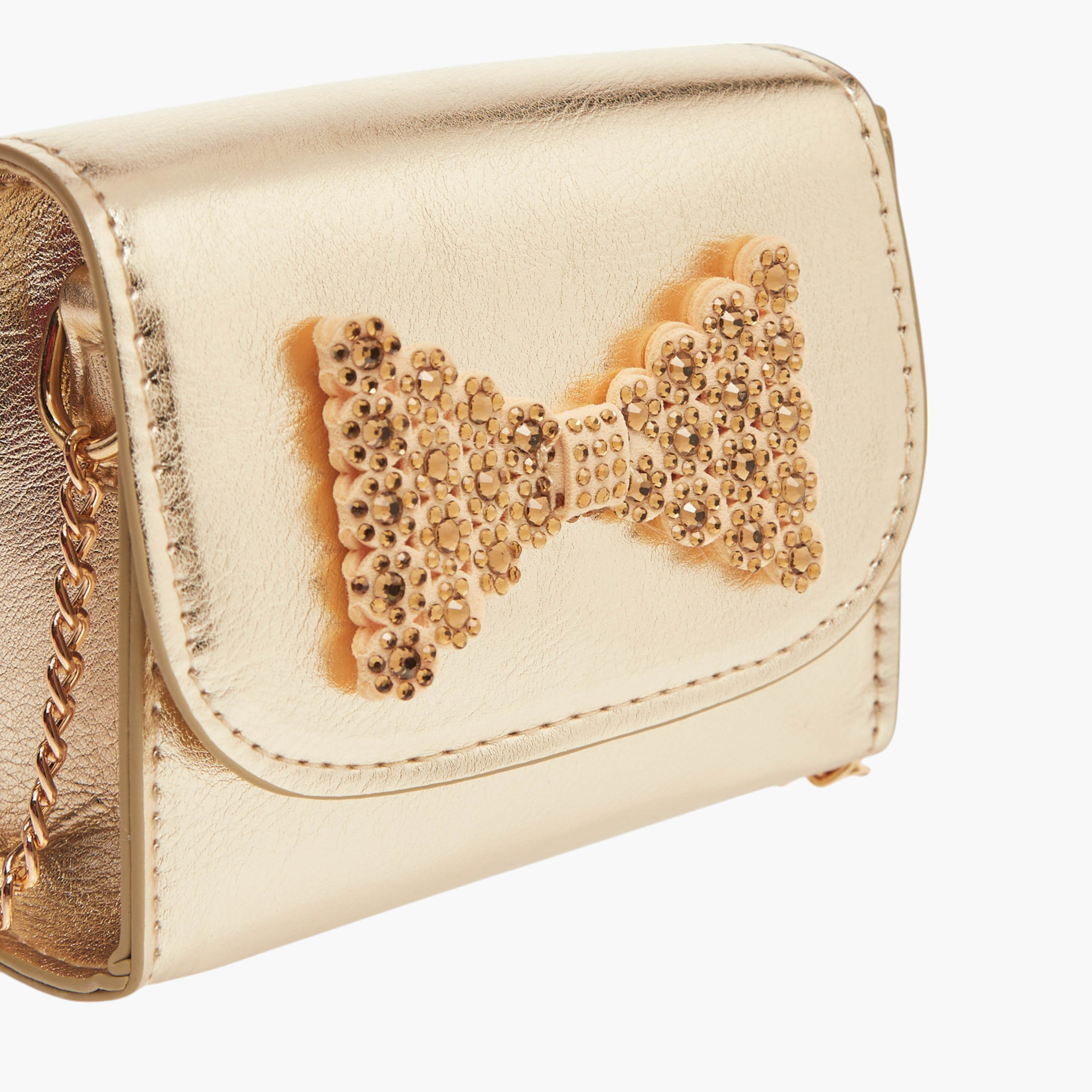 شنطة كروس بودي بحزام سلسلة وزر إغلاق وزينة فيونكة من فلورا بيلا-girls-accessories-bags-image-4