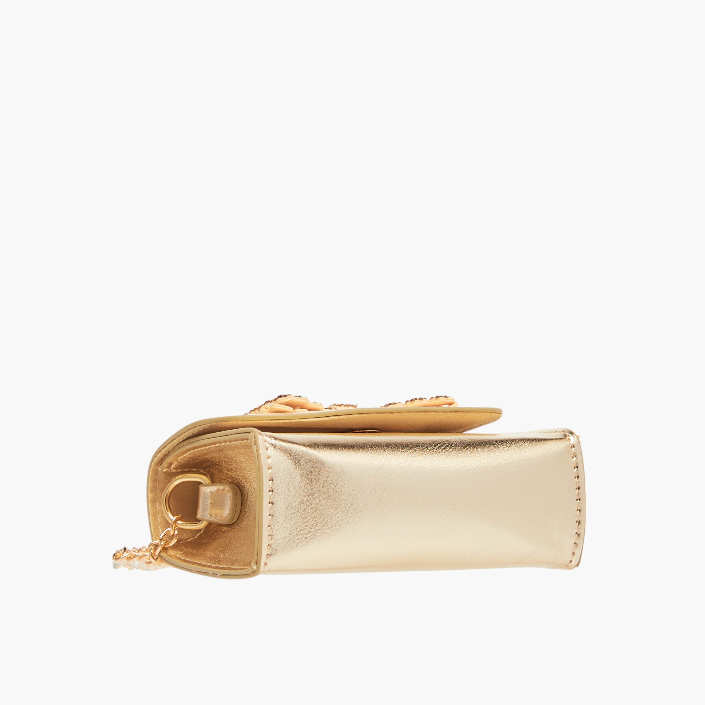 شنطة كروس بودي بحزام سلسلة وزر إغلاق وزينة فيونكة من فلورا بيلا-girls-accessories-bags-image-5