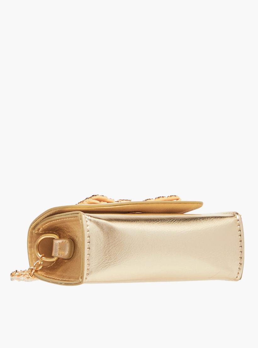 شنطة كروس بودي بحزام سلسلة وزر إغلاق وزينة فيونكة من فلورا بيلا-girls-accessories-bags-image-5