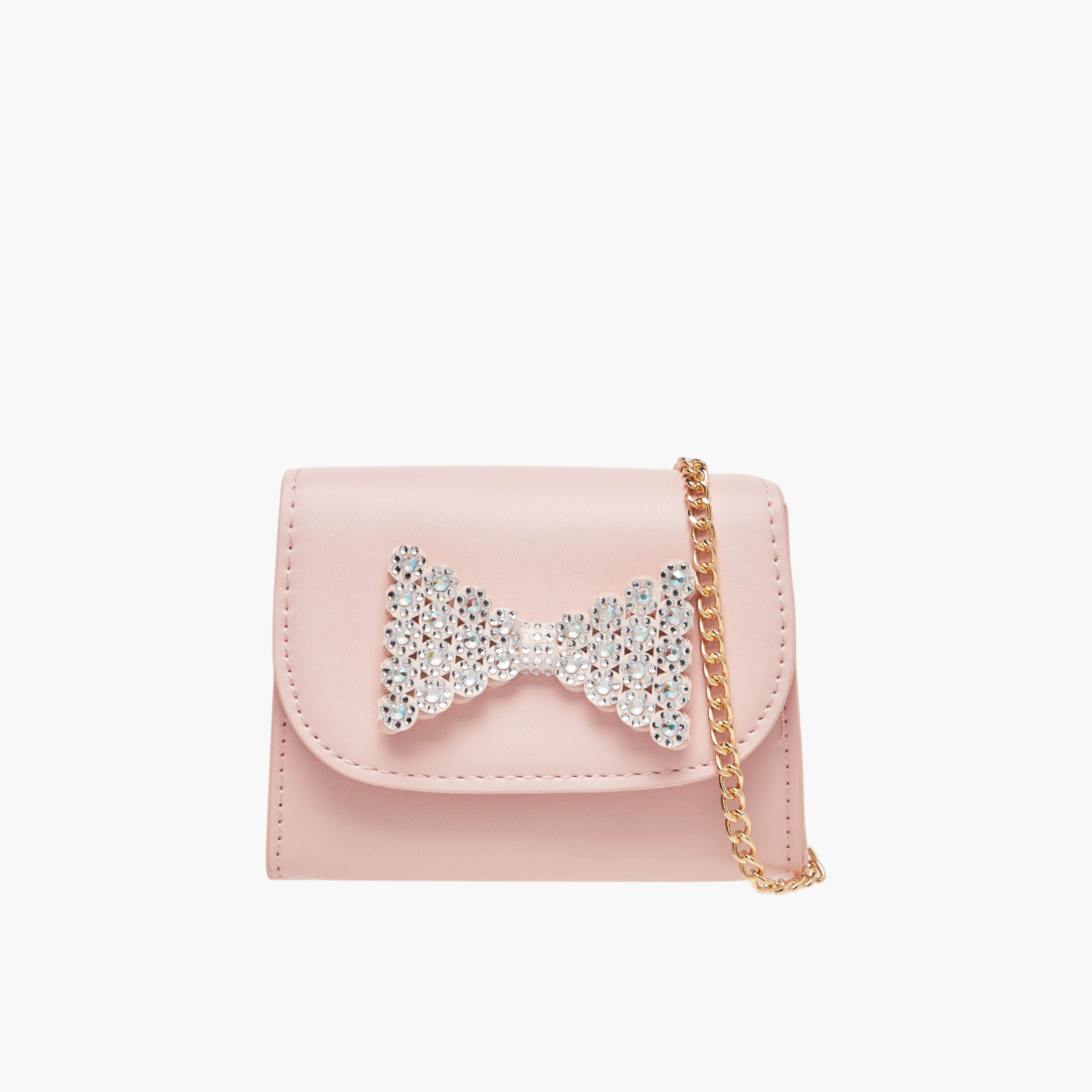 شنطة كروس بودي بحزام سلسلة وزر إغلاق وزينة فيونكة من فلورا بيلا-girls-accessories-bags-image-1