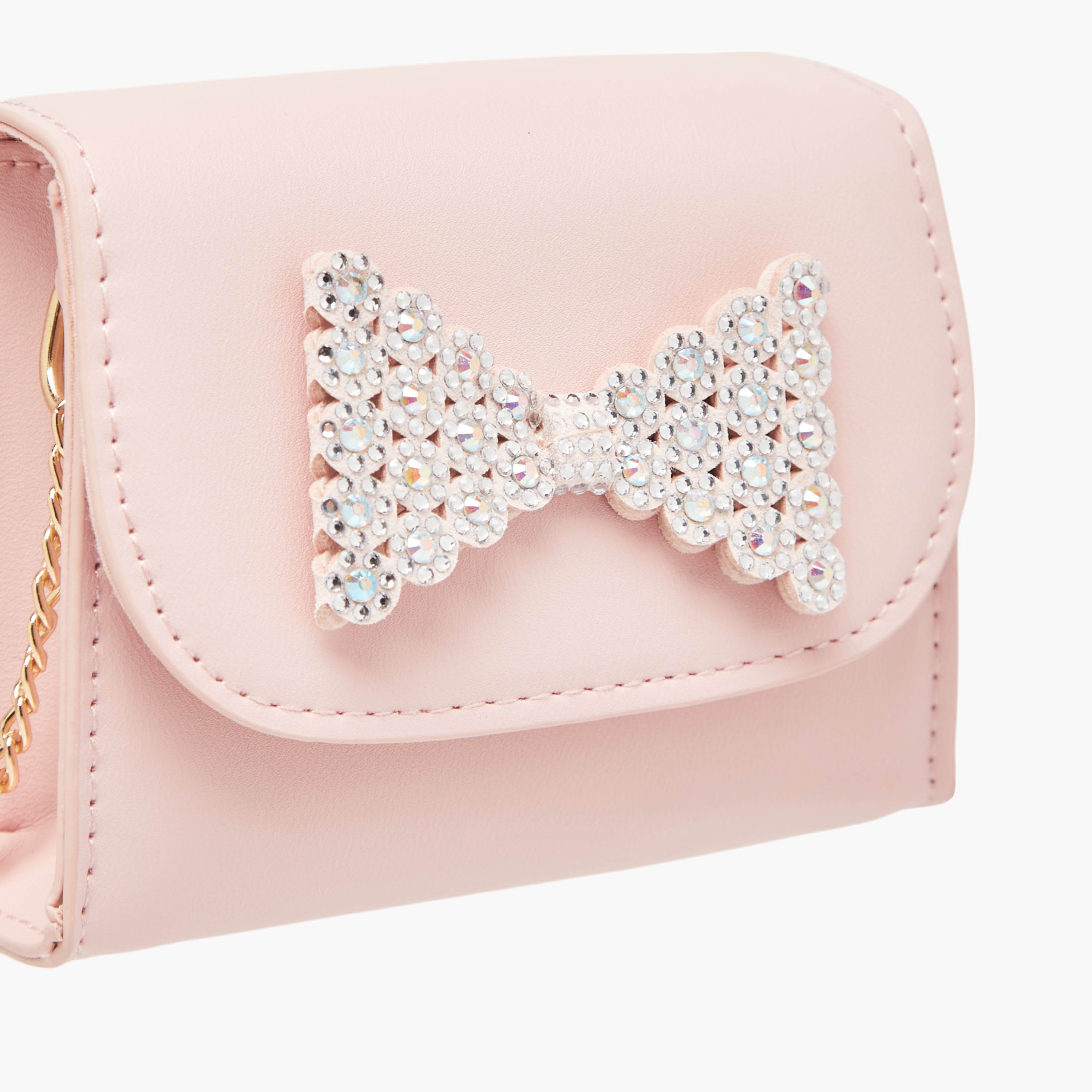 شنطة كروس بودي بحزام سلسلة وزر إغلاق وزينة فيونكة من فلورا بيلا-girls-accessories-bags-image-4