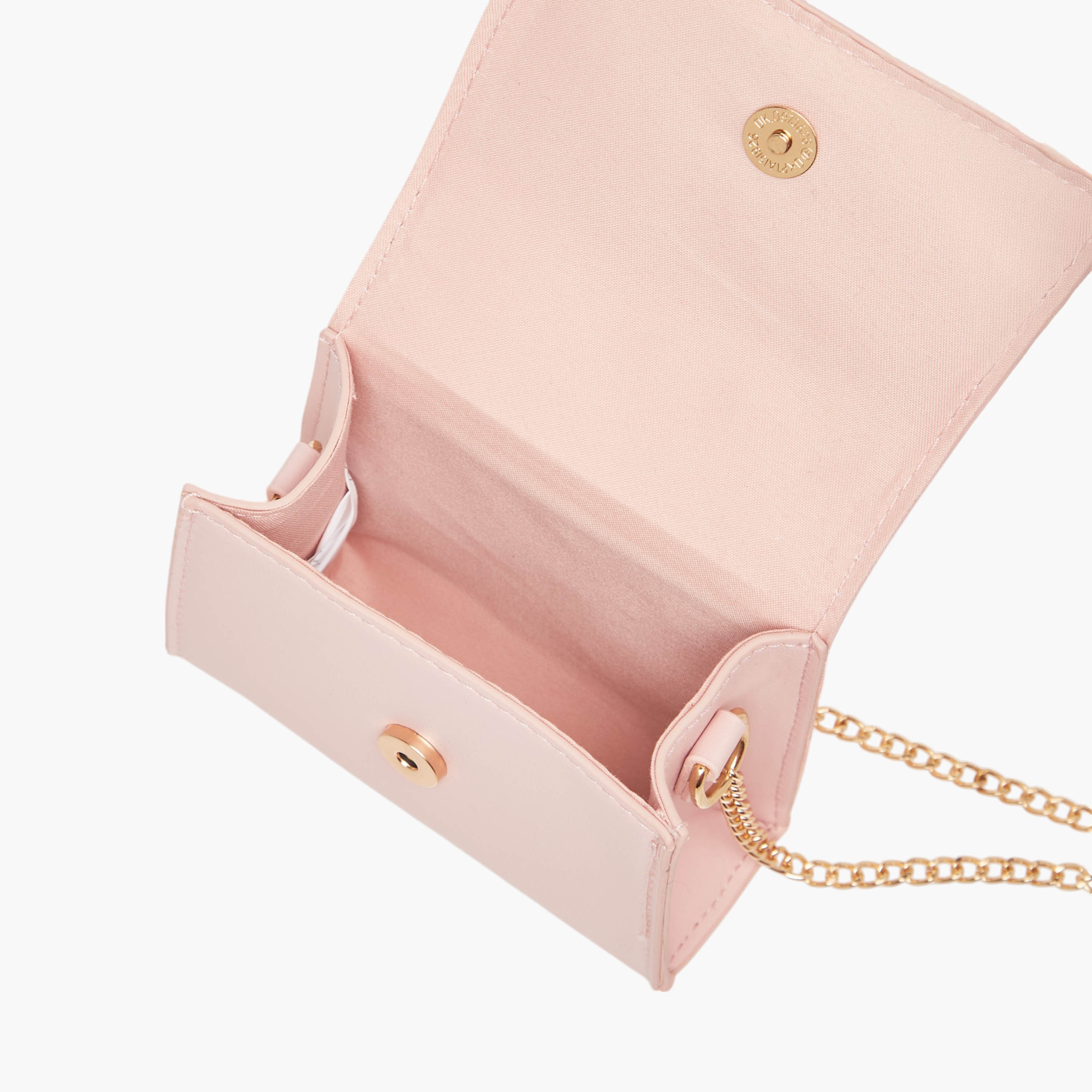 شنطة كروس بودي بحزام سلسلة وزر إغلاق وزينة فيونكة من فلورا بيلا-girls-accessories-bags-image-6