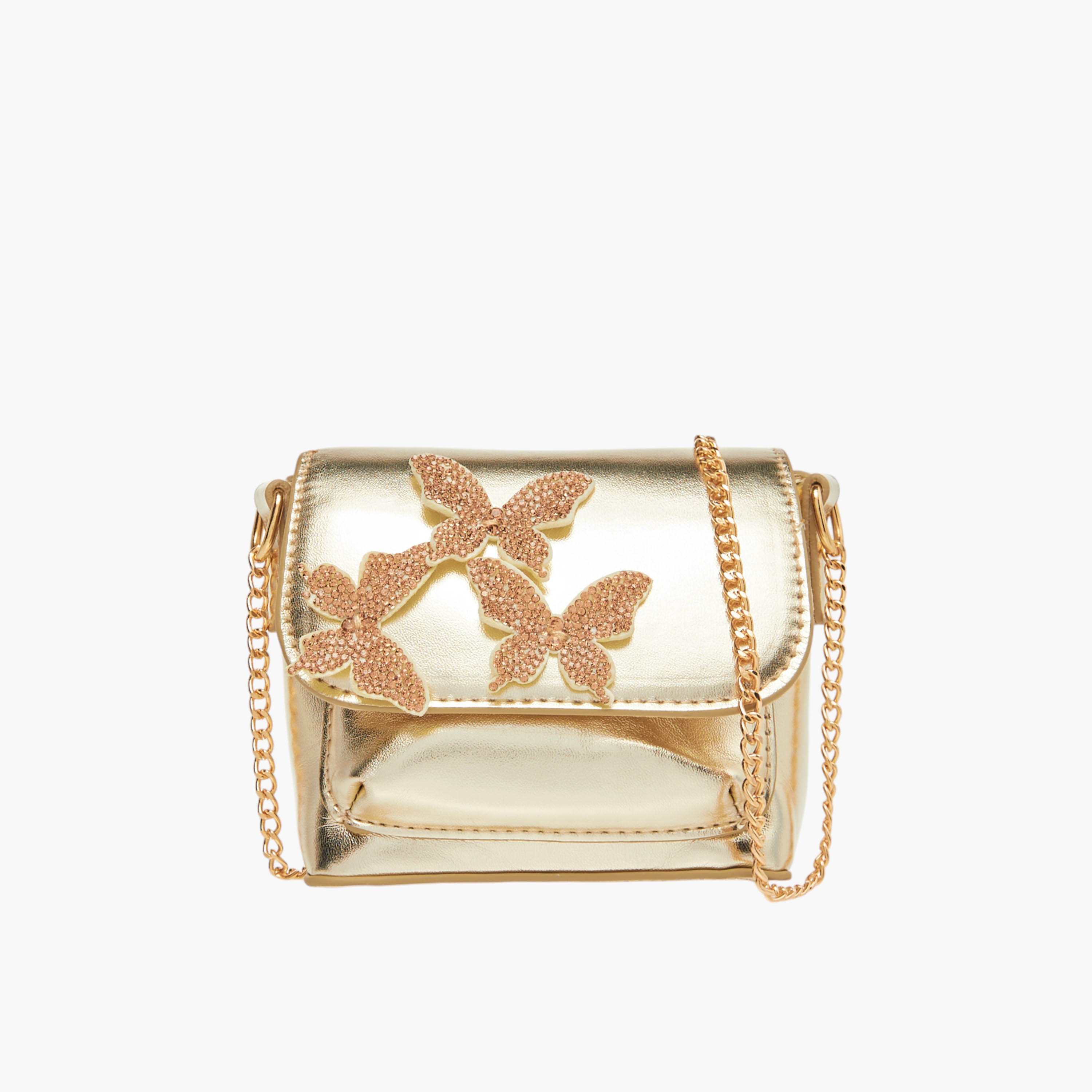شنطة كروس بودي بحزام سلسلة وزر إغلاق وزينة فراشة من فلورا بيلا-girls-accessories-bags-image-1