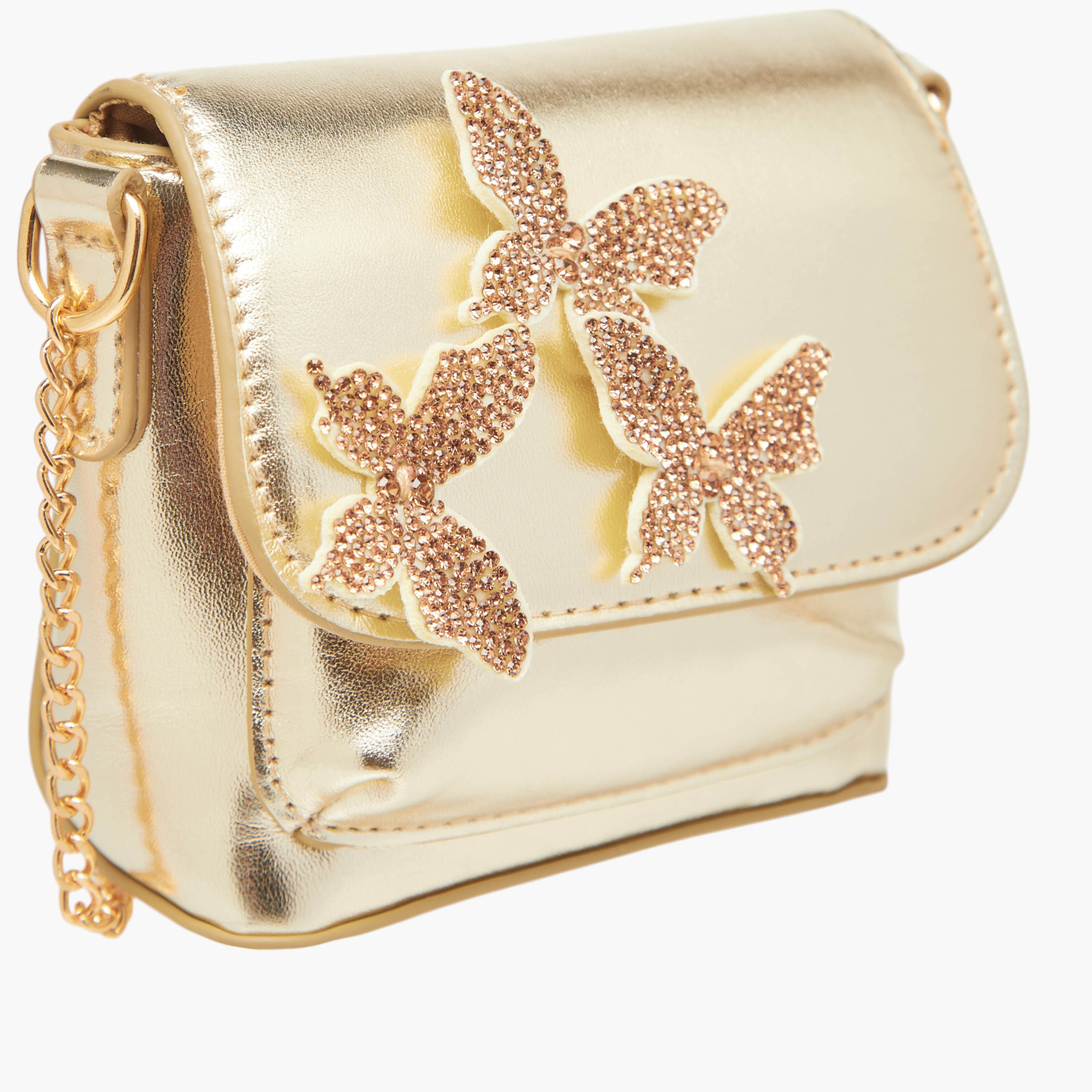 شنطة كروس بودي بحزام سلسلة وزر إغلاق وزينة فراشة من فلورا بيلا-girls-accessories-bags-image-4