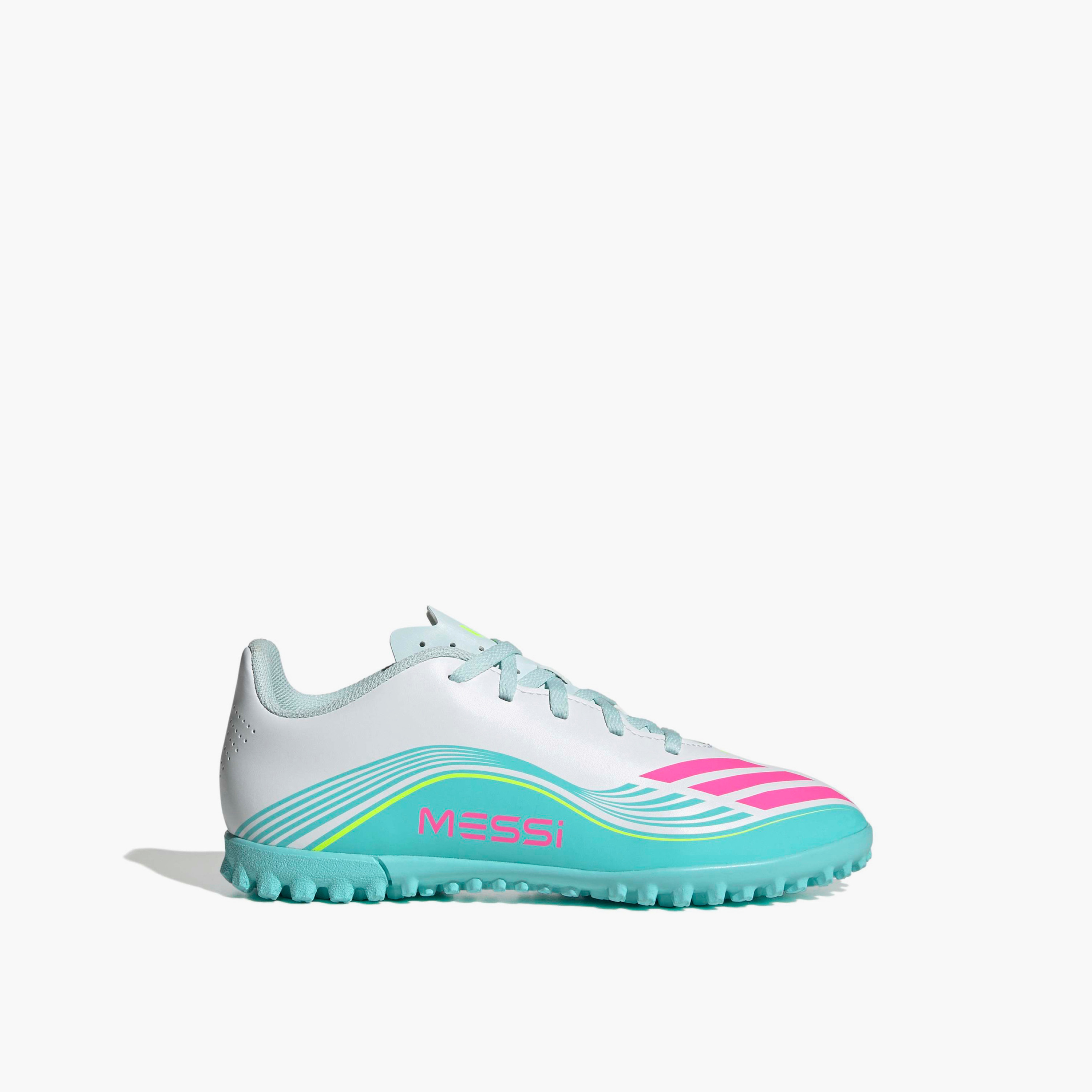 حذاء كرة قدم برباط لملعب النجيلة الصناعية ميسي كلوب F50 للأولاد TF من أديداس-sports-boys-shoes-image-2